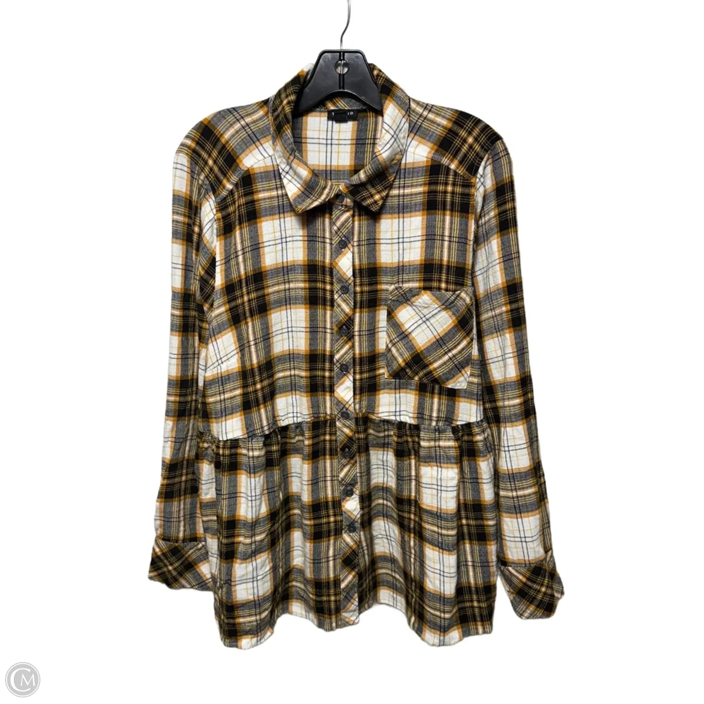 Top Long Sleeve By Torrid In Plaid Pattern, Size: 2x