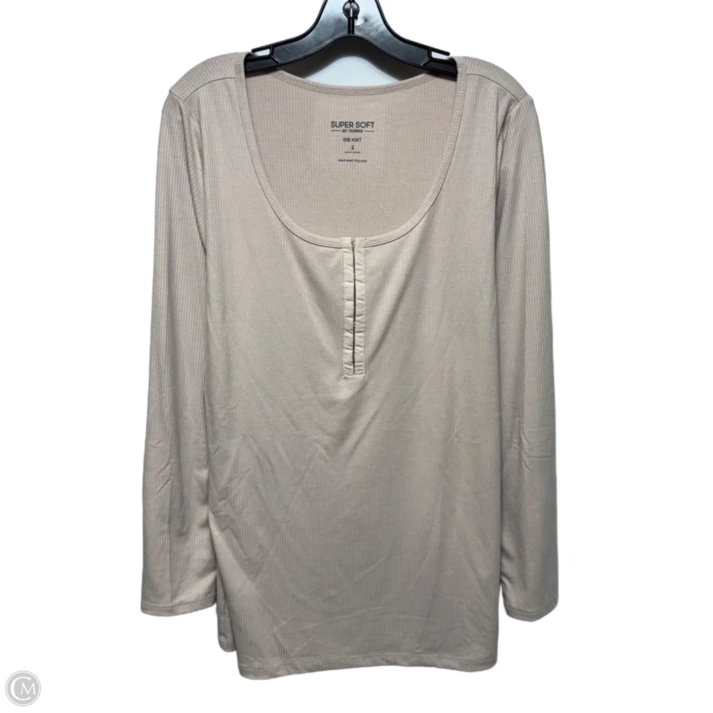 Ribbed Top Long Sleeve By Torrid In Beige, Size: 2x