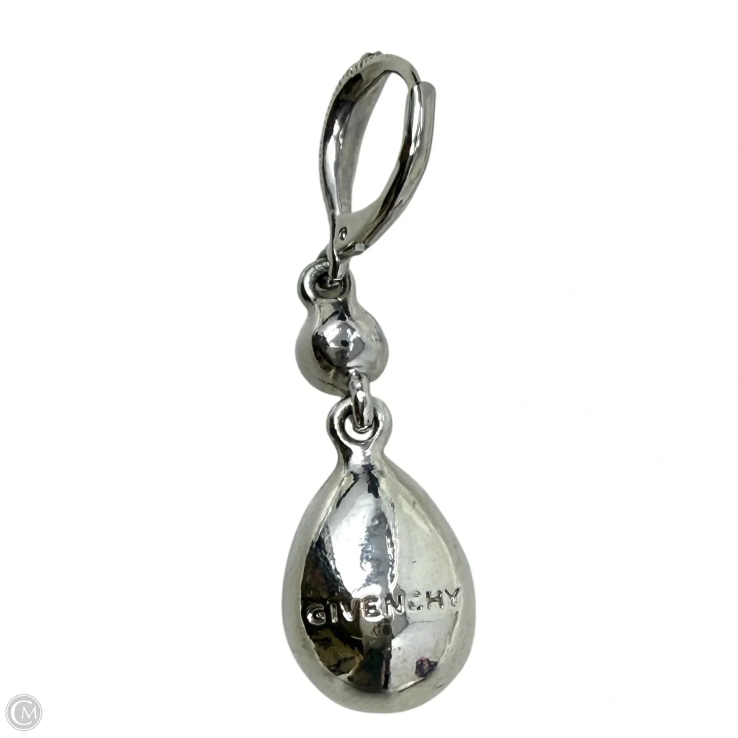 Silver Tone Crystal Teardrop Earrings Luxury Designer By Givenchy