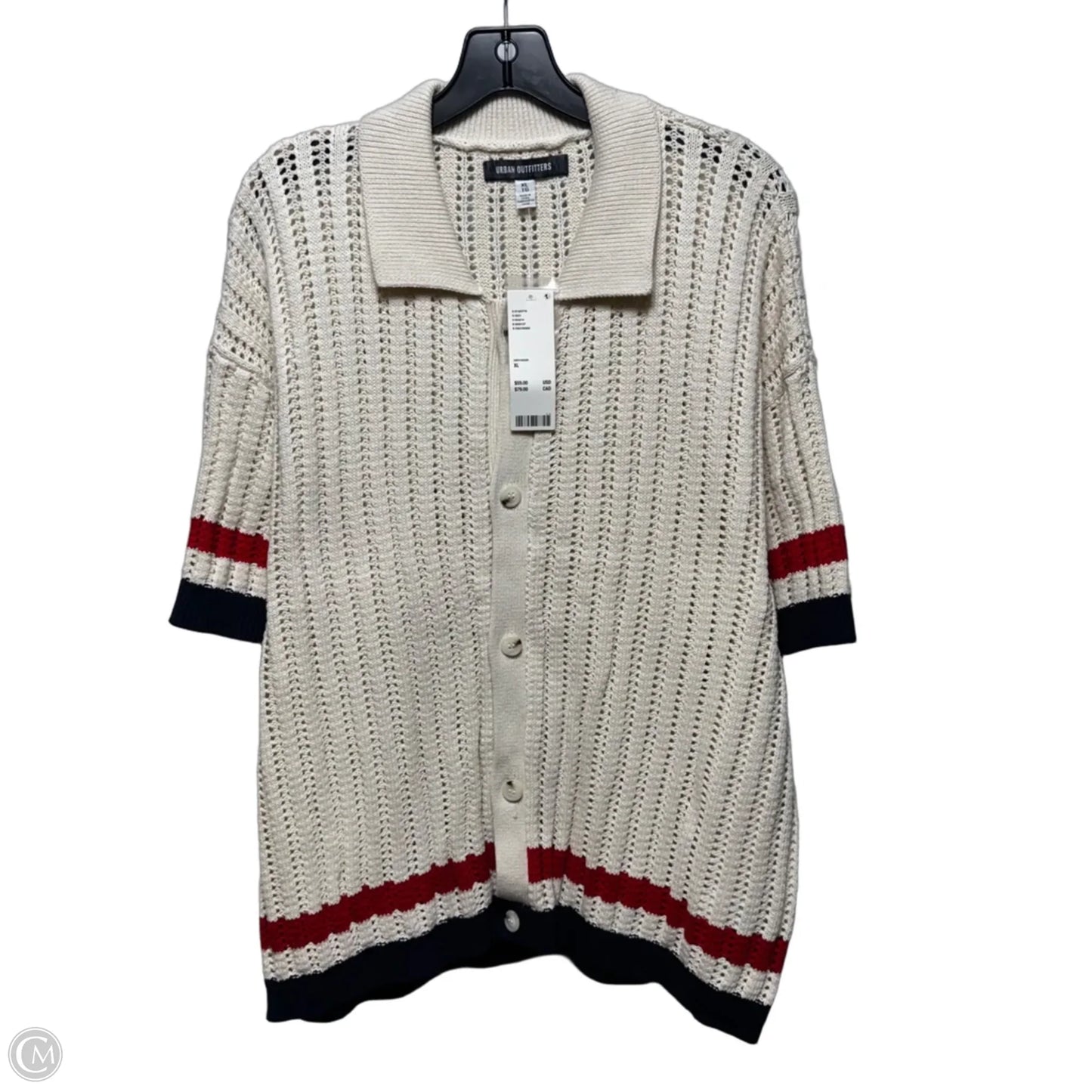 MEN’S Open Knit Sweater Short Sleeve By Urban Outfitters In Cream, Size: Xl MEN’S
