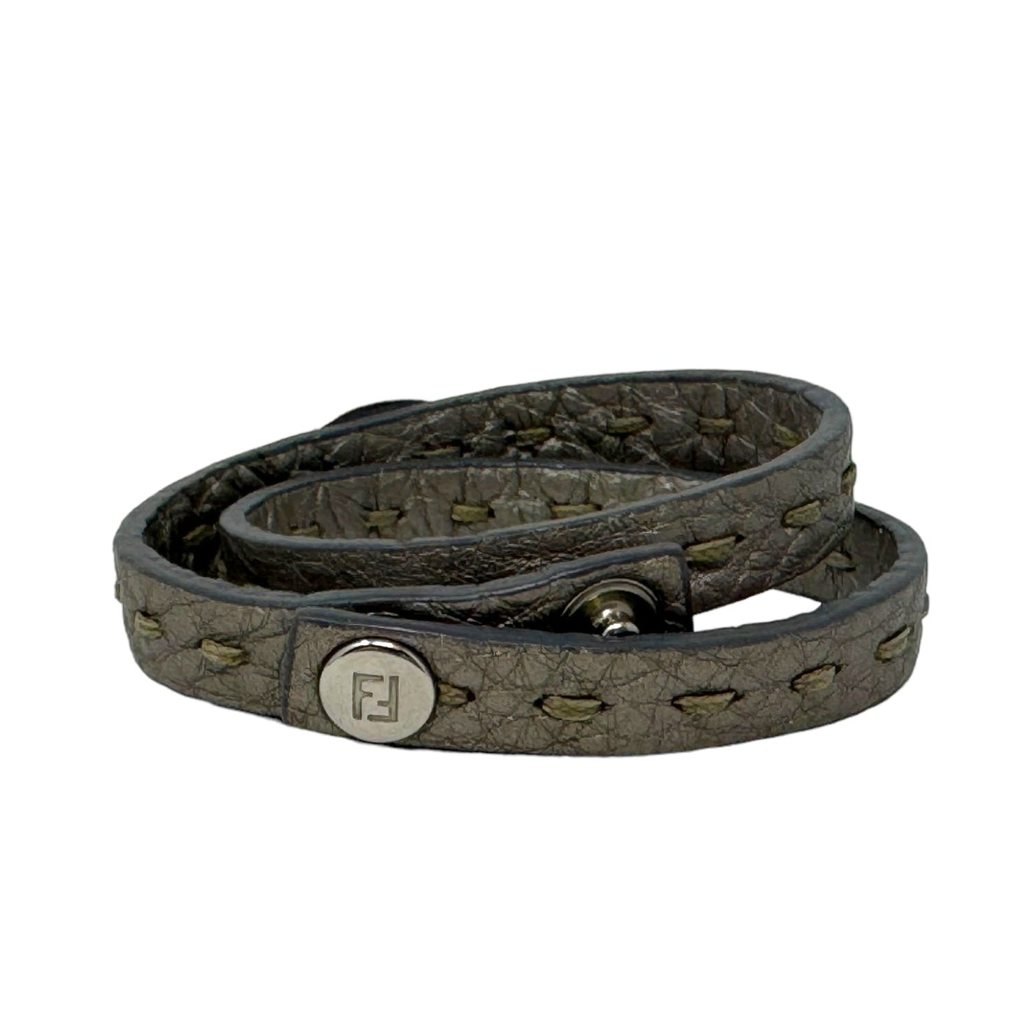 Selleria Leather Snap Wrap Bracelet Designer By Fendi