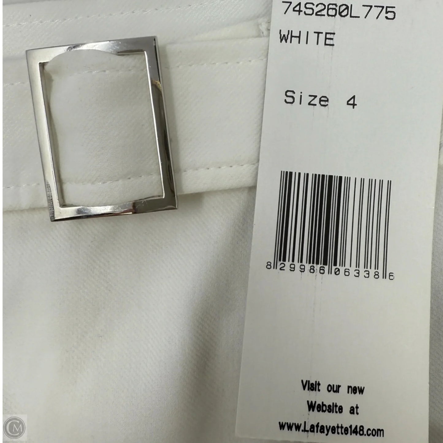 Belted Cotton A Line Midi Skirt With Front Pockets Designer By Lafayette 148 In White, Size: 4