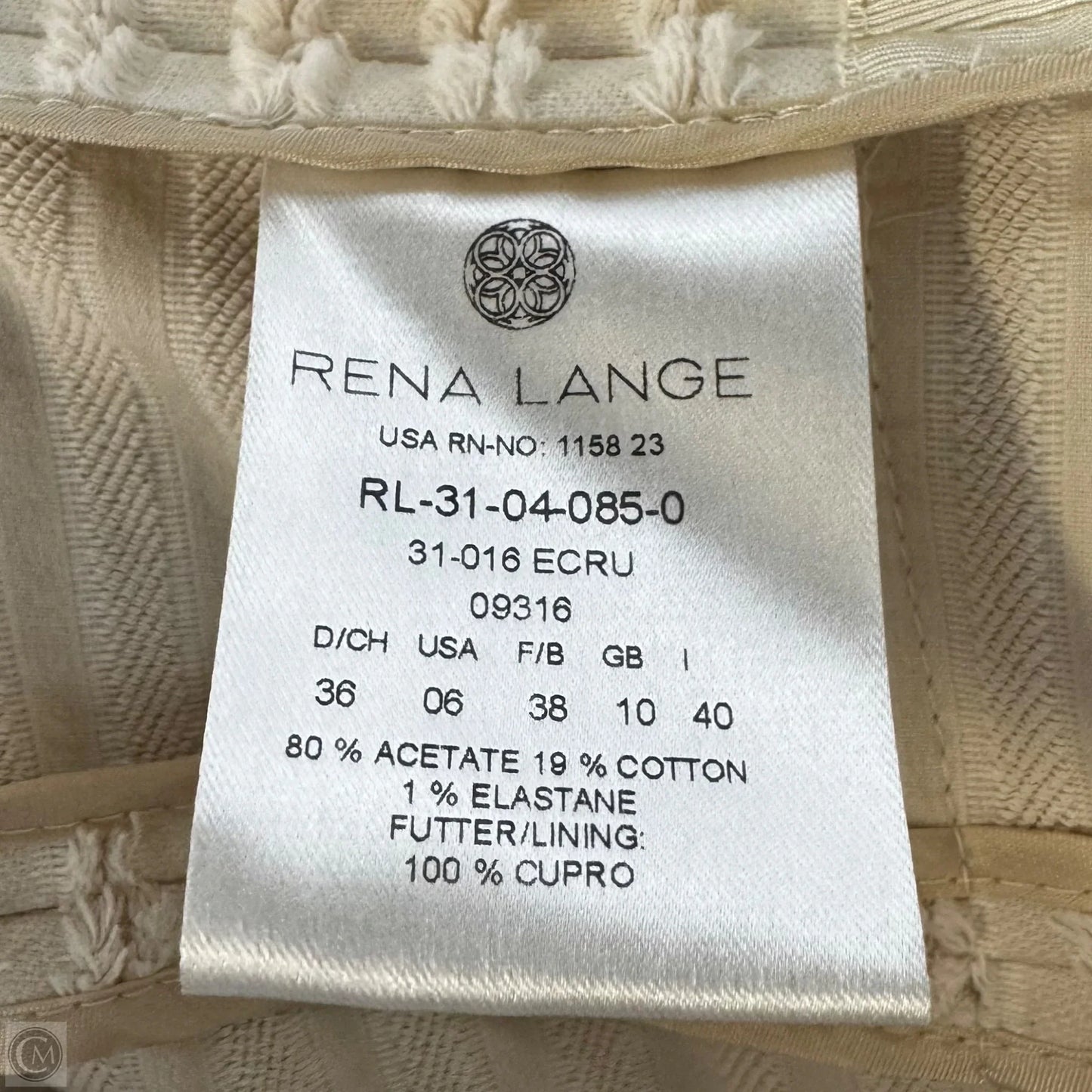 Blazer & Skirt 2 Piece Set By Rena Lange In Cream, Size: 6