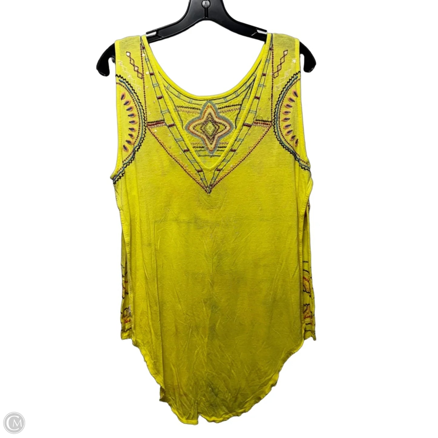 Hot To Trot Side Split Beaded Embroidered Tank By Free People In Yellow, Size: S