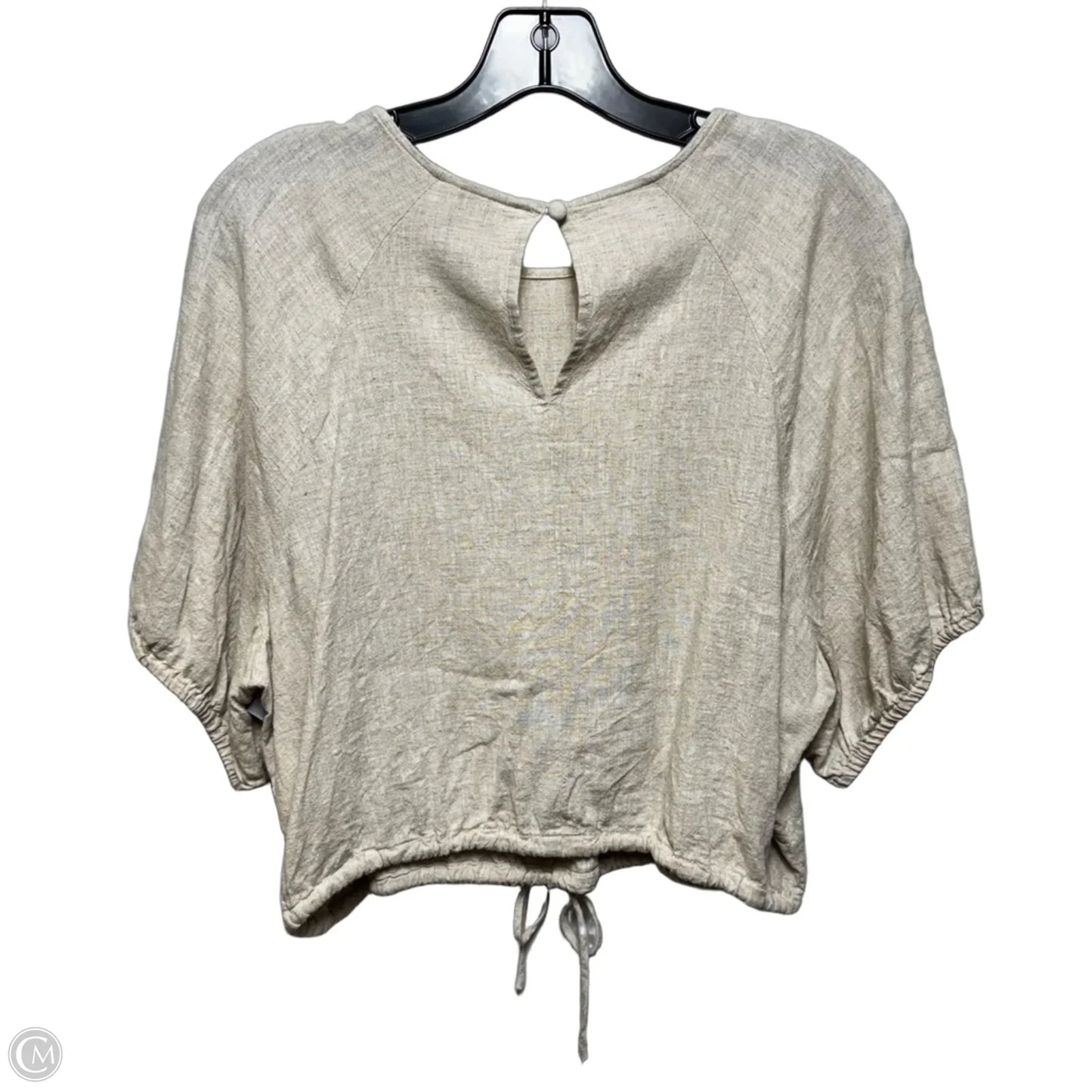 Linen Blend Cropped Top Short Sleeve By Banana Republic In Tan, Size: Xl