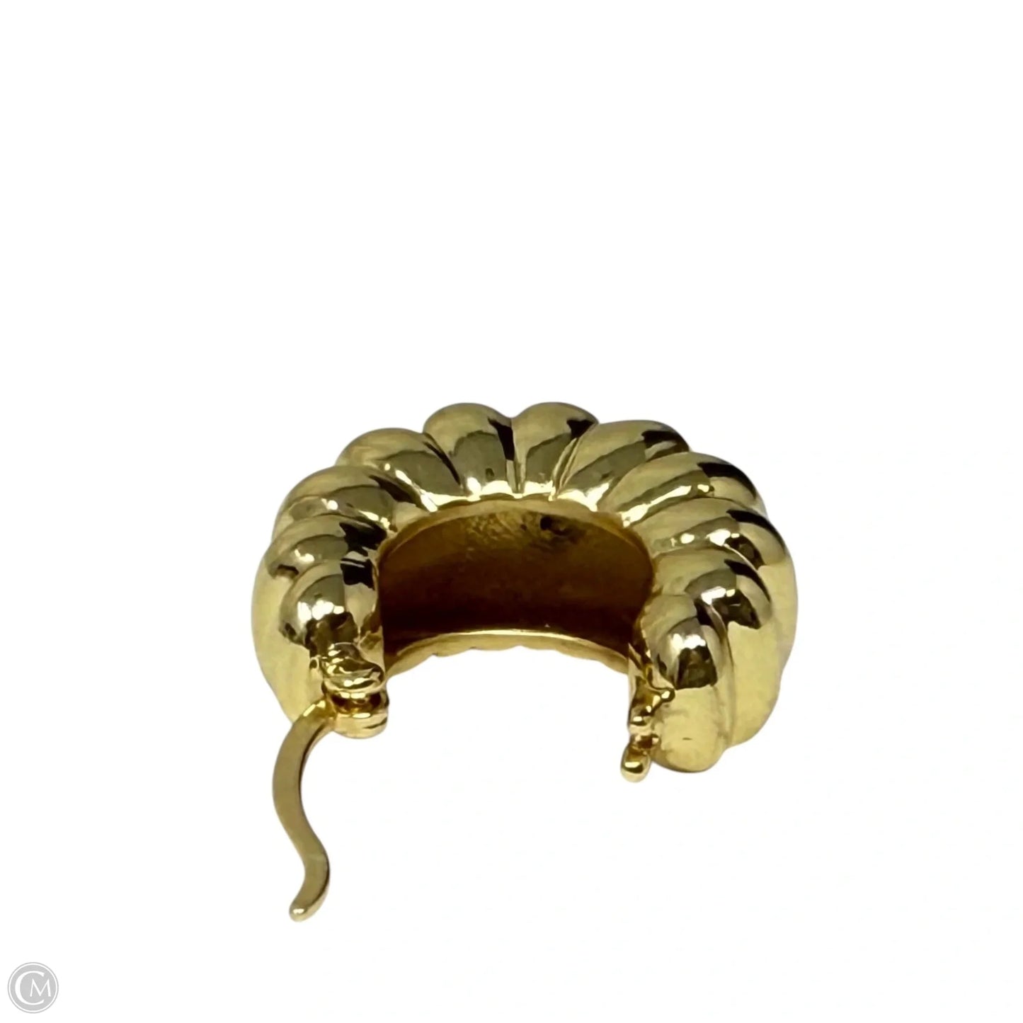 Puffy Ribbed Gold Over Sterling Silver Hoop Earrings