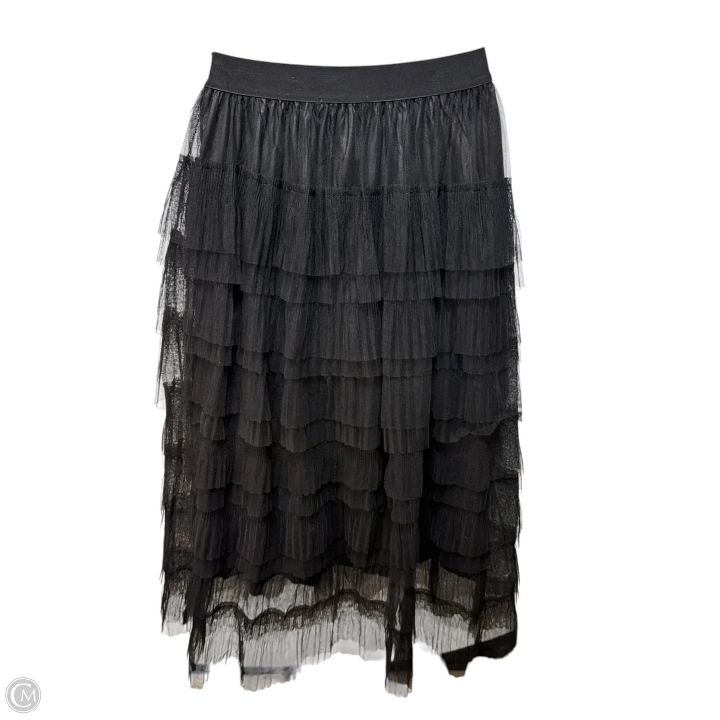 Tiered Tulle Ruffle Maxi Skirt By Studio West In Black, Size: L