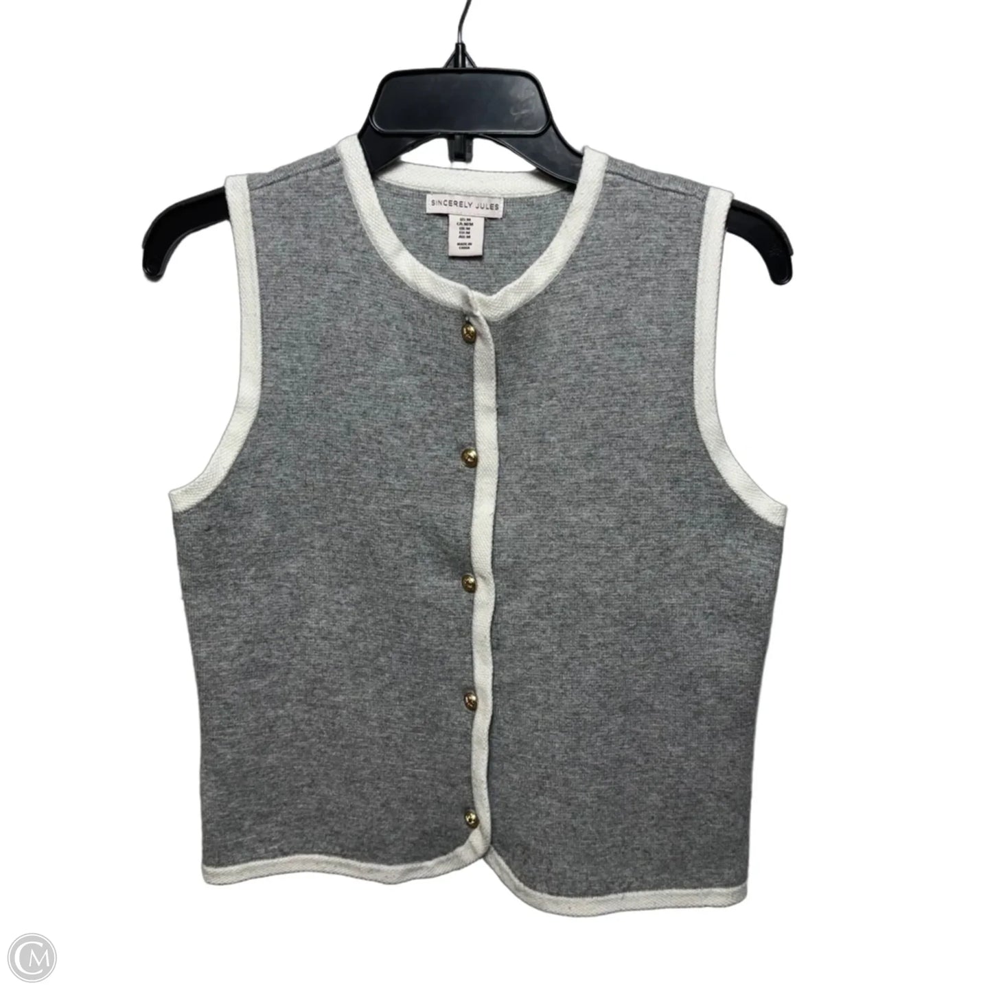 Vest Sweater By Sincerely Jules In Grey & White, Size: M