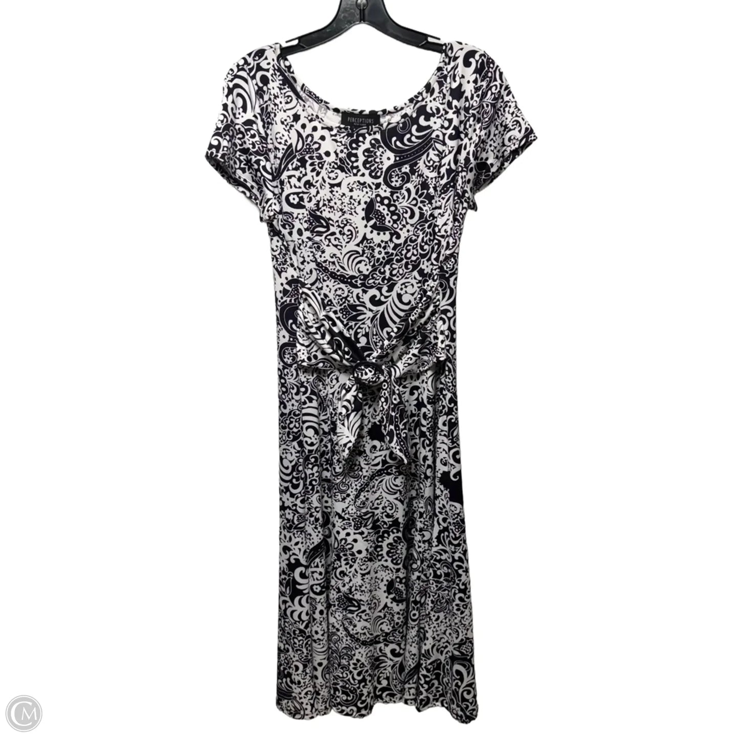 Dress Casual Maxi By Perceptions In Black & White, Size: L