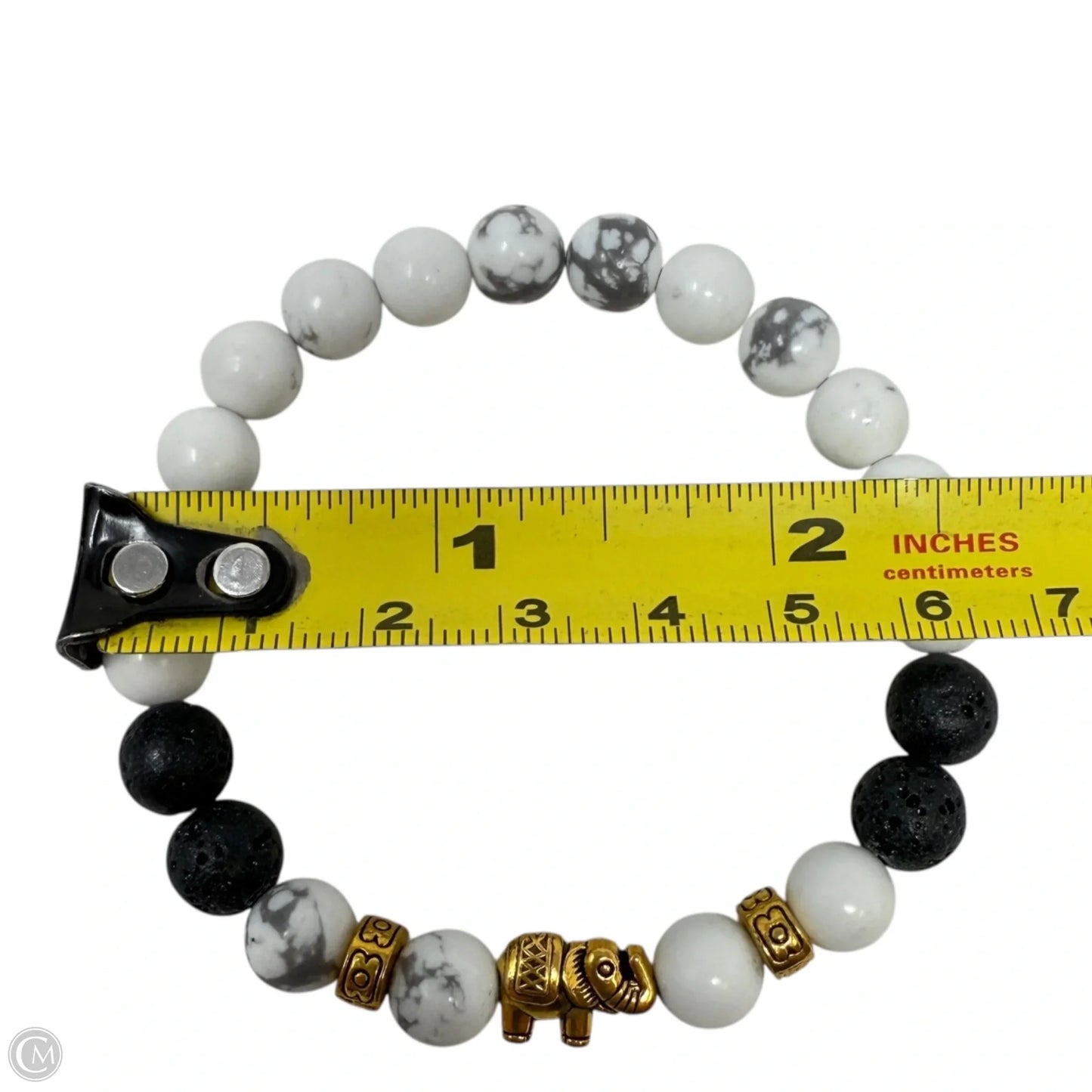 White Turquoise Elephant Beaded Stretch Bracelet