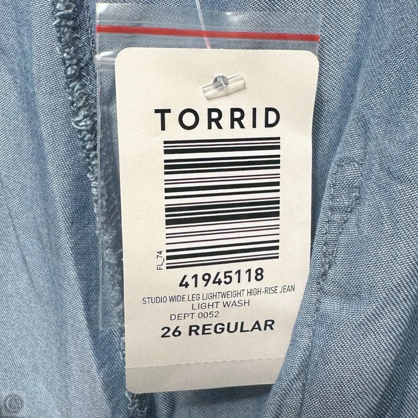 Studio Wide Leg Lightweight High-Rise Jean By Torrid In Blue Denim, Size: 26