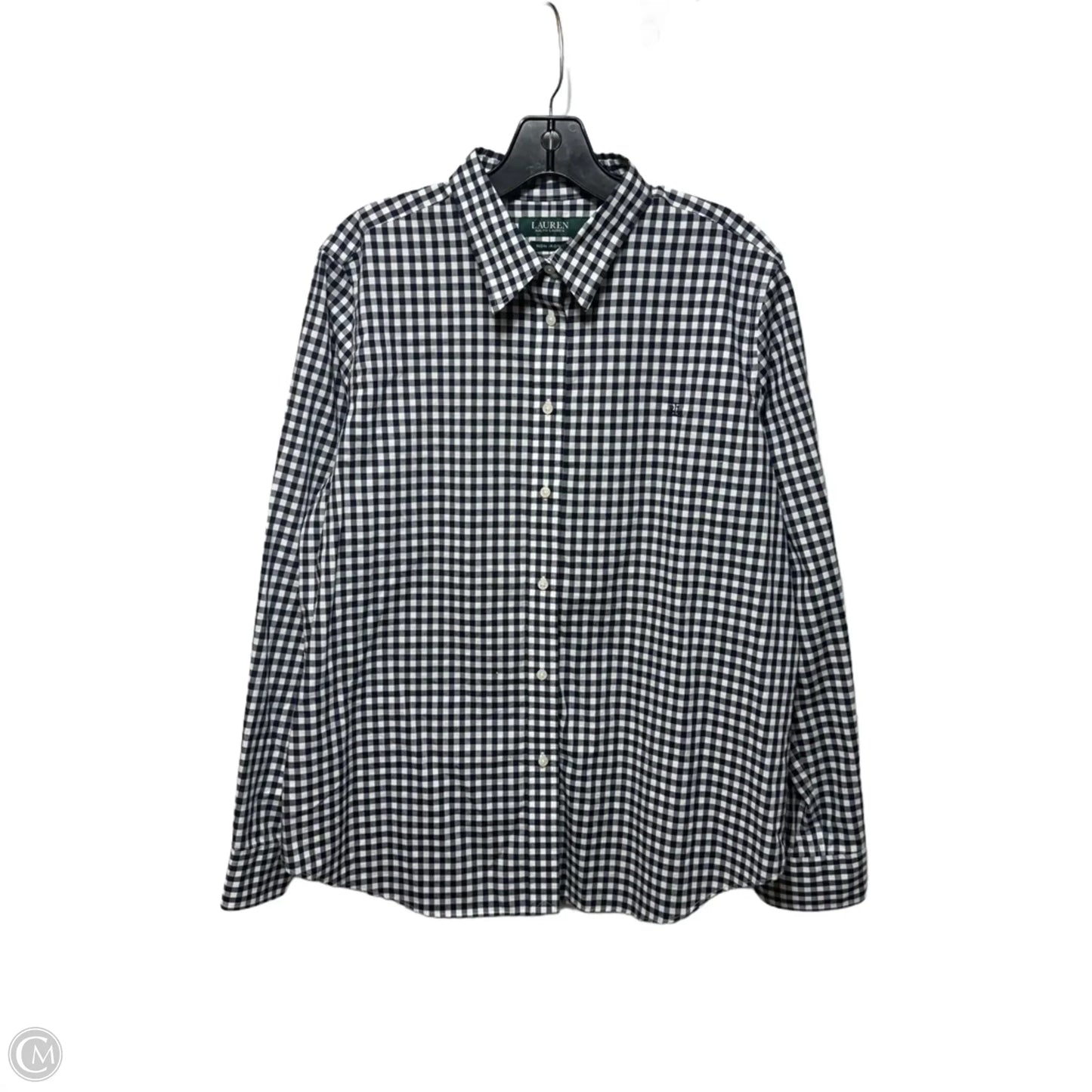 Top Long Sleeve By Lauren By Ralph Lauren In Checkered Pattern, Size: Xl