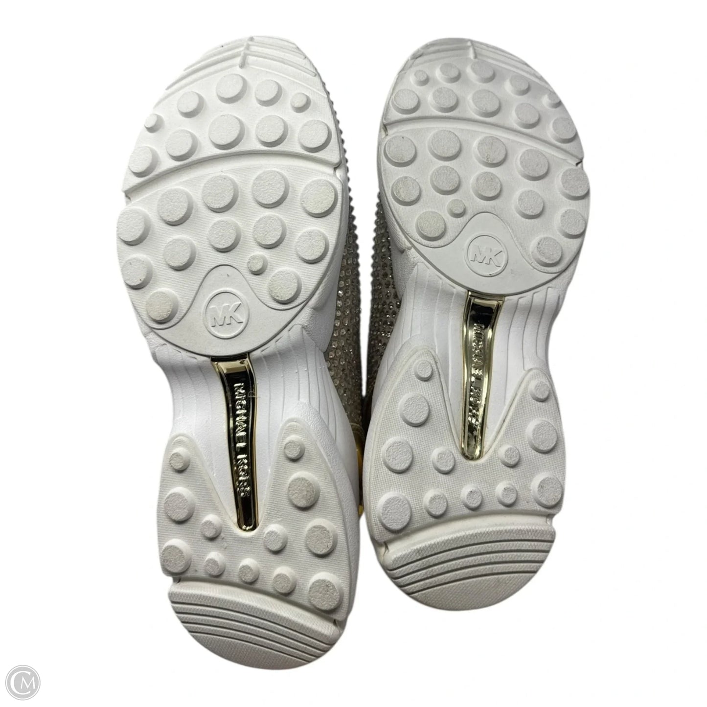 Katrina Rhinestone Sock Boots Ankle Flats By Michael By Michael Kors In Gold & White, Size: 9.5