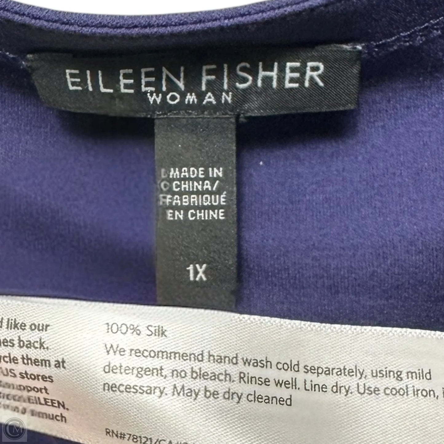 Silk Top Long Sleeve By Eileen Fisher In Purple, Size: 1X