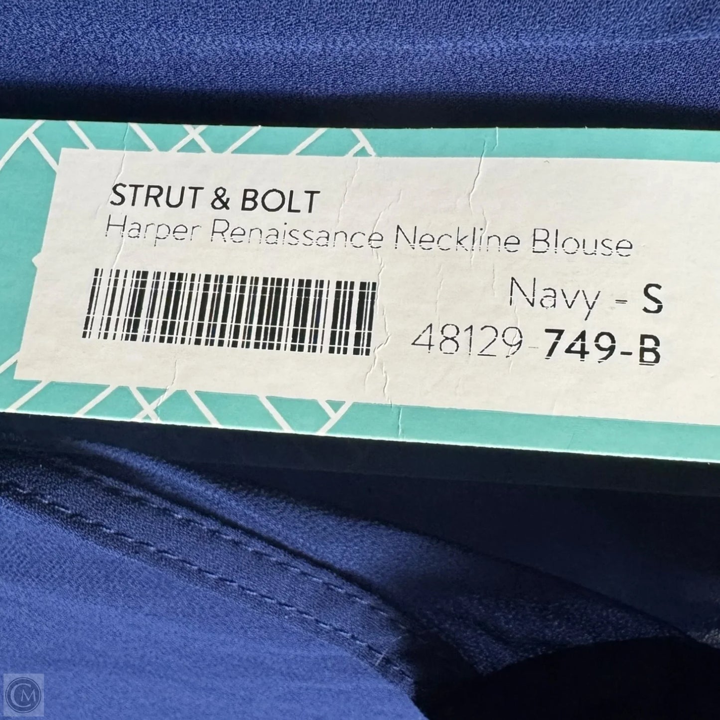 Harper Renaissance Neckline Blouse Long Sleeve By Strut & Bolt In Navy, Size: S