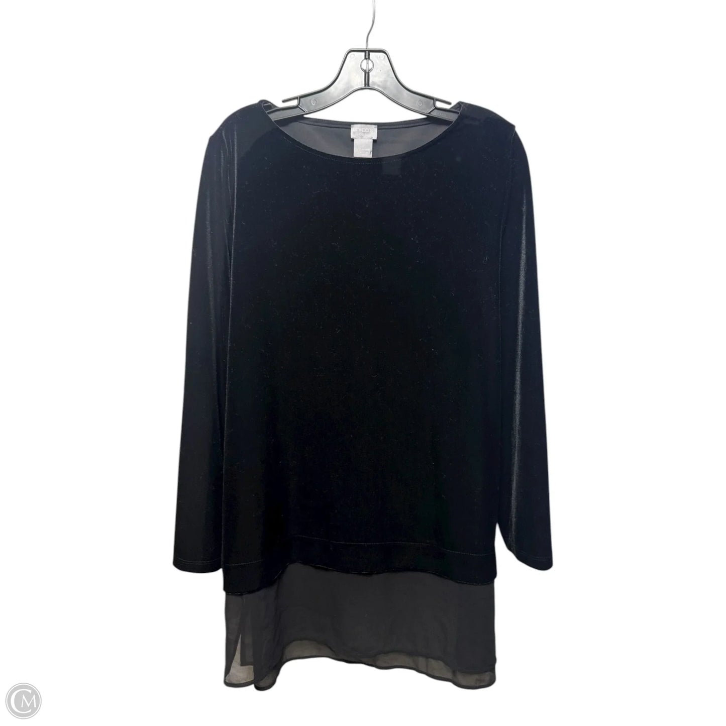 Velvet Tunic Top Long Sleeve By Chicos In Black, Size: 12