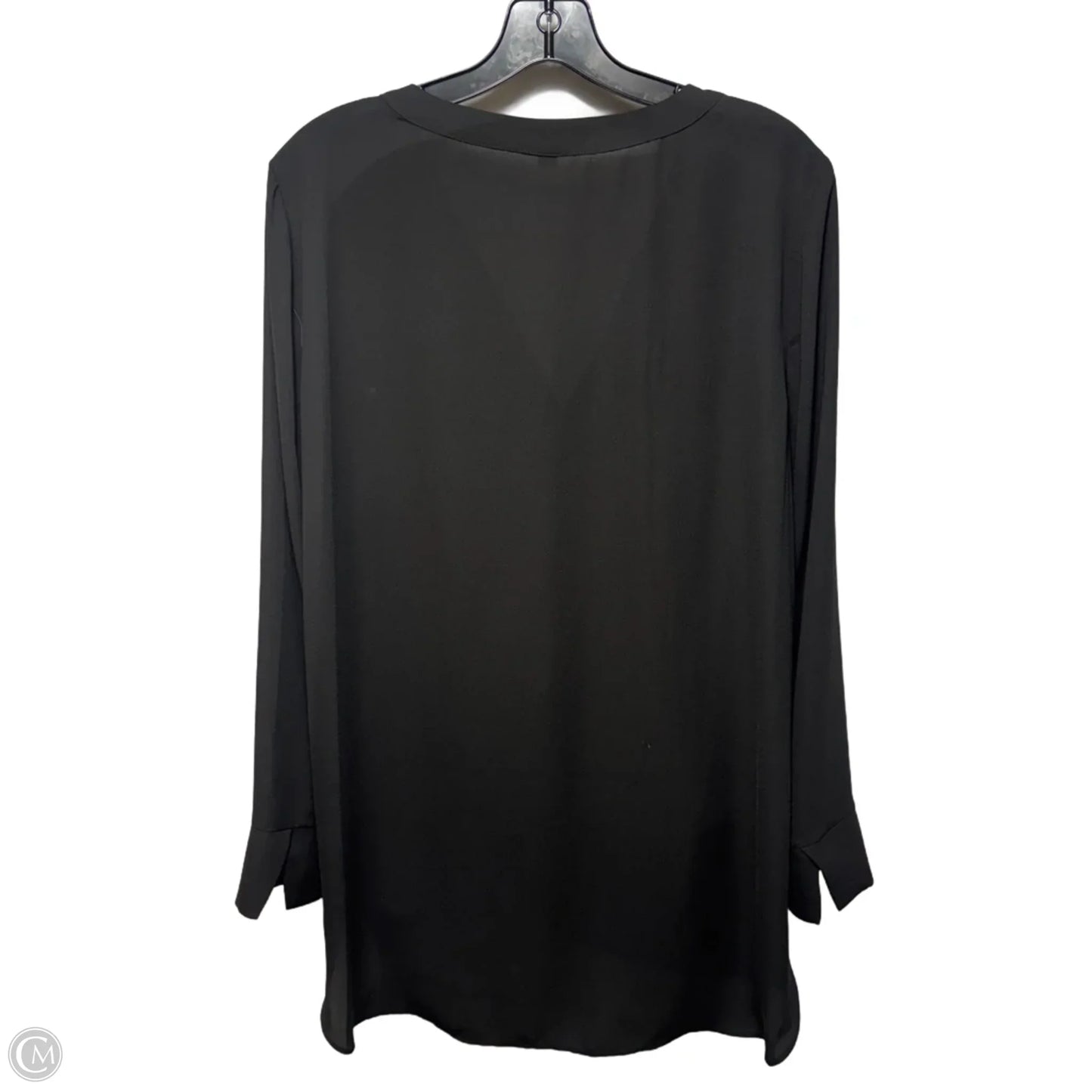 Faux Wrap Top Long Sleeve Designer By Halston In Black, Size: L