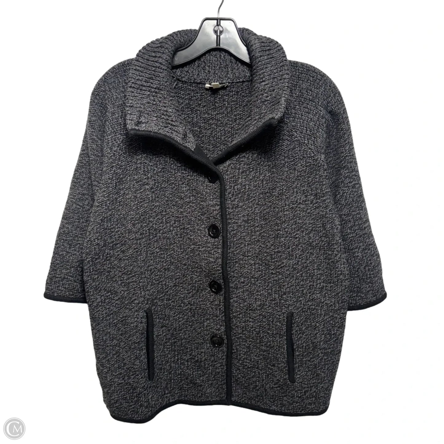 Sweater Cardigan By Talbots In Grey, Size: L