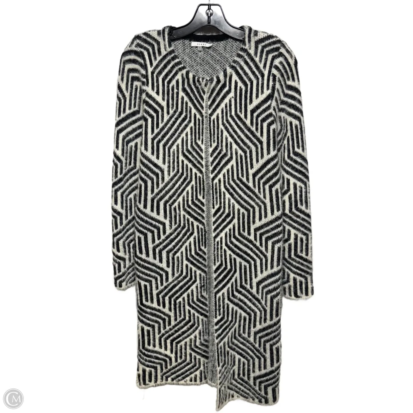 Sweater Cardigan By Sioni In Black & Cream, Size: S