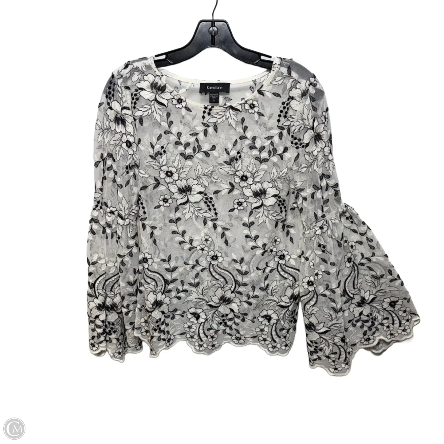 Top Long Sleeve By Karen Kane In Black & Cream, Size: S