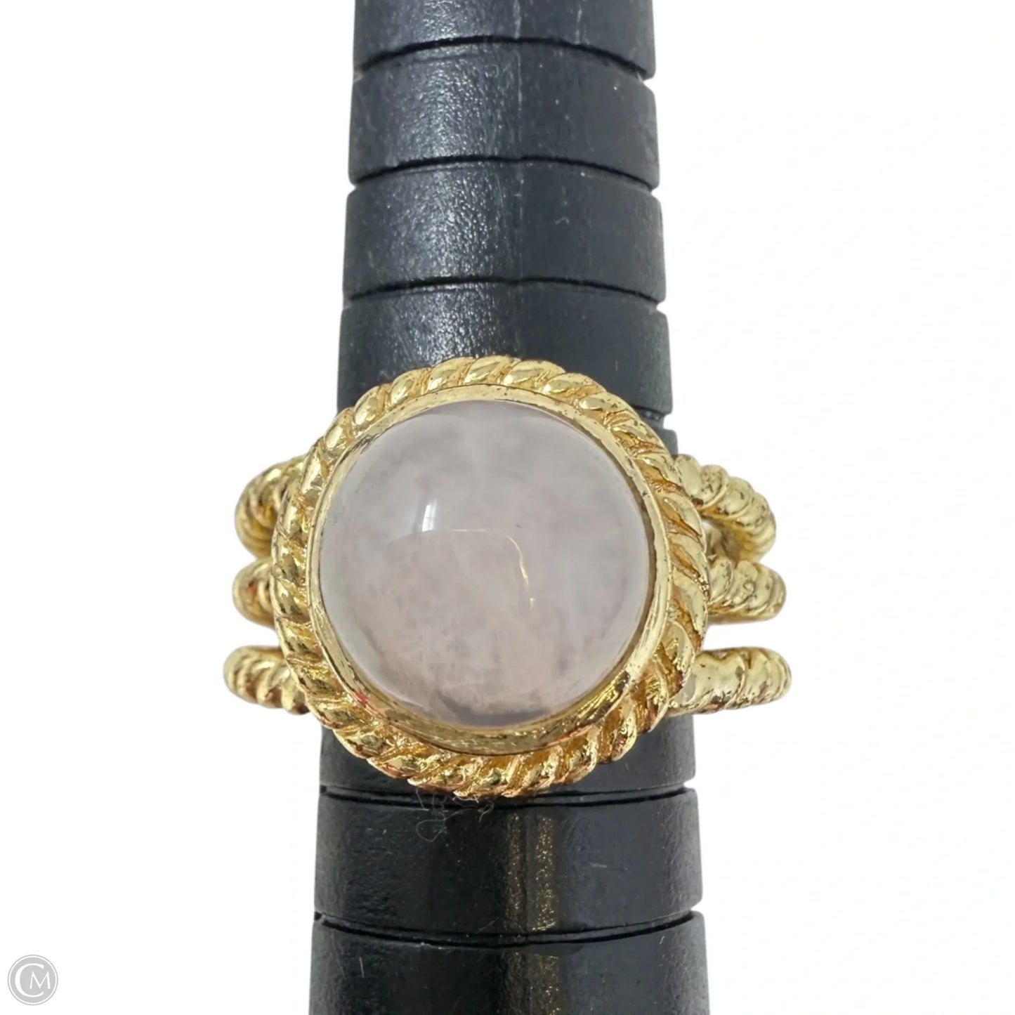 Gold Over Sterling Silver & Rose Quartz Twisted Rope Band Ring, Size: 6.5