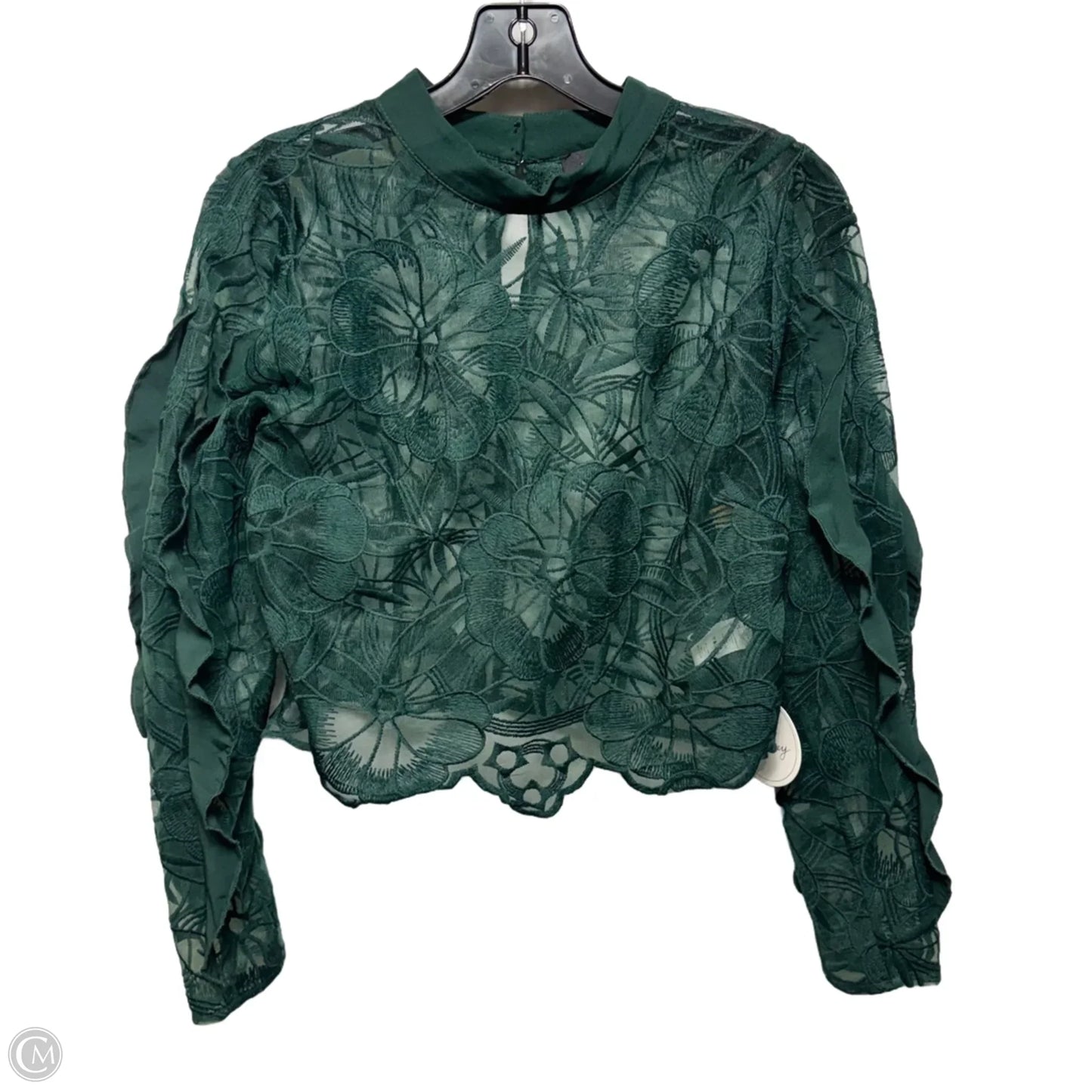 Lace Ruffle Sleeve Top By Milk & Honey In Green, Size: M