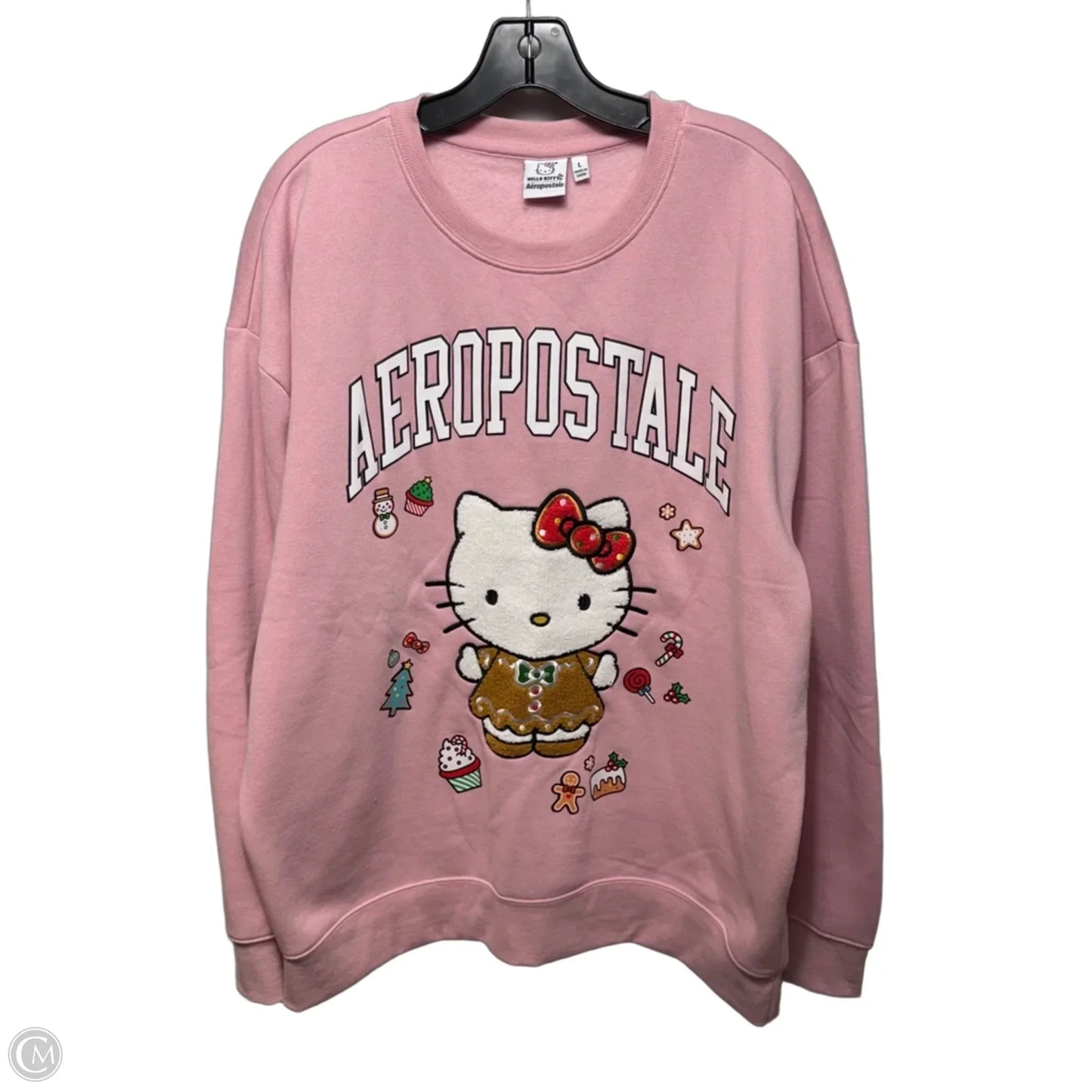 Hello Kitty Christmas Sweatshirt Crewneck By Aeropostale In Pink, Size: L