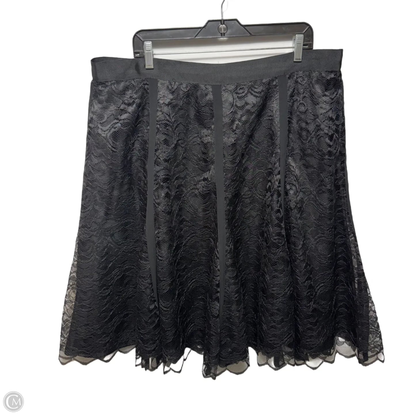 Lace Panel Skirt Midi By Apostrophe In Black, Size: 18