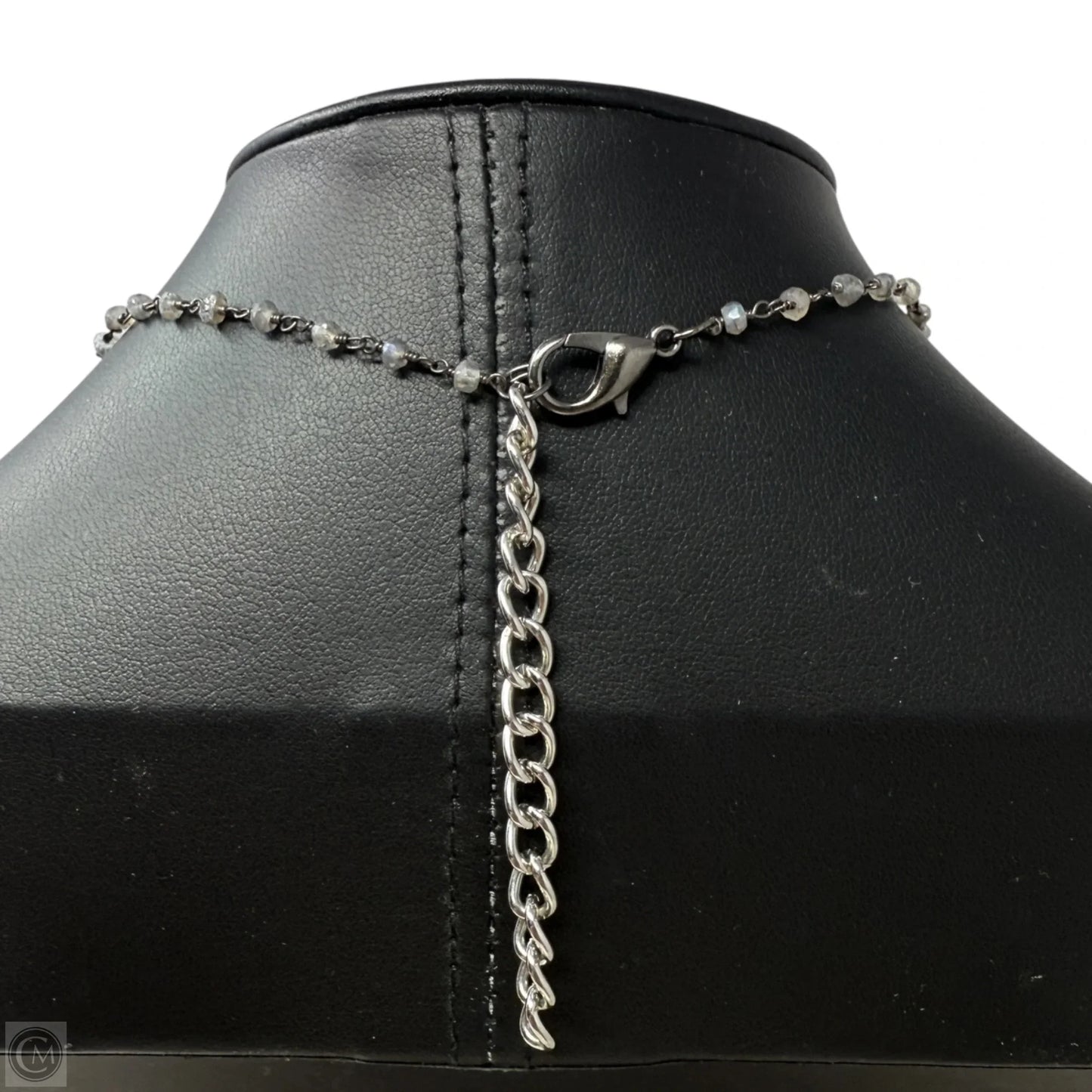Crescent Horn Accented With Black Pavé Crystal Pendant Necklace
