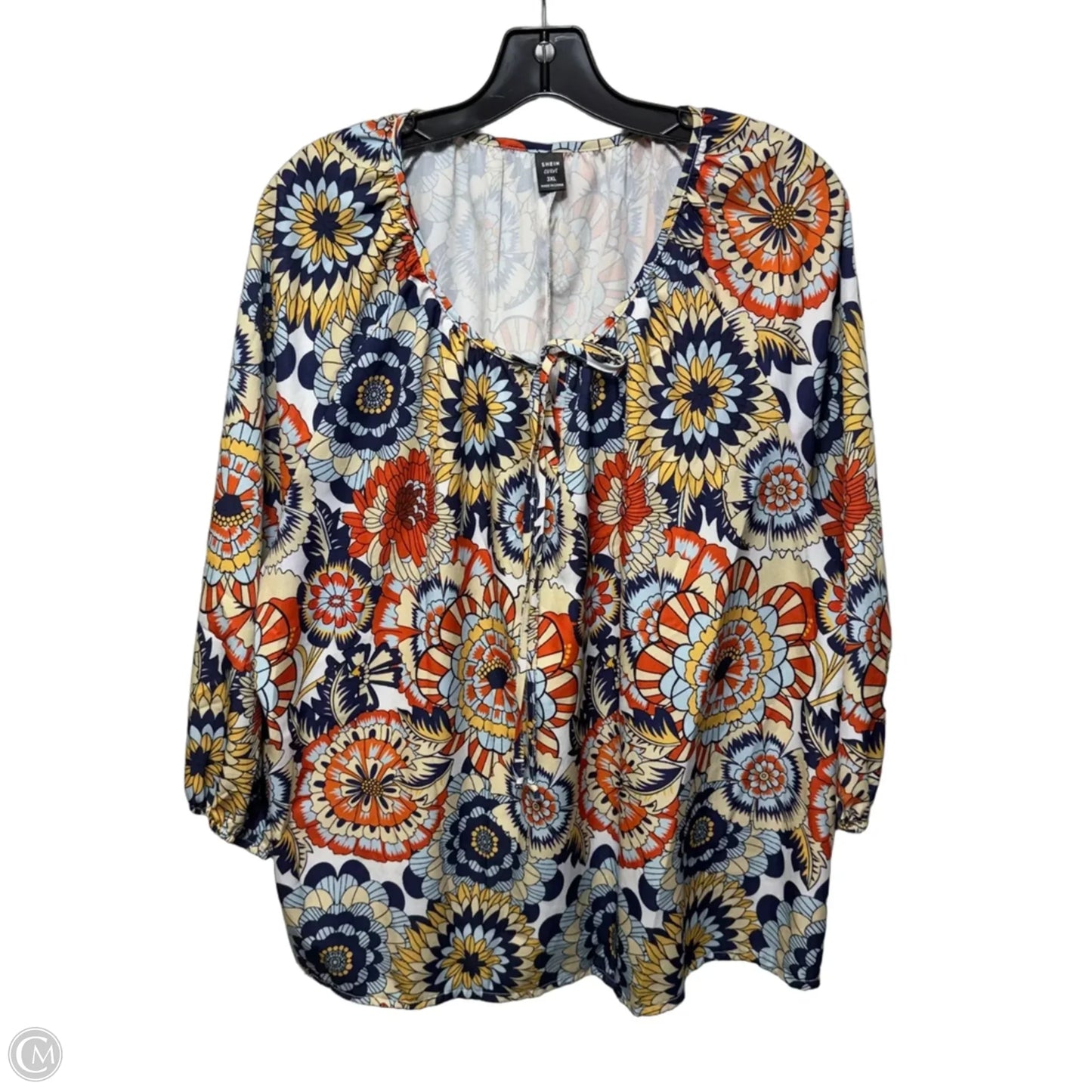 Top Long Sleeve By Shein In Floral Print, Size: 3x