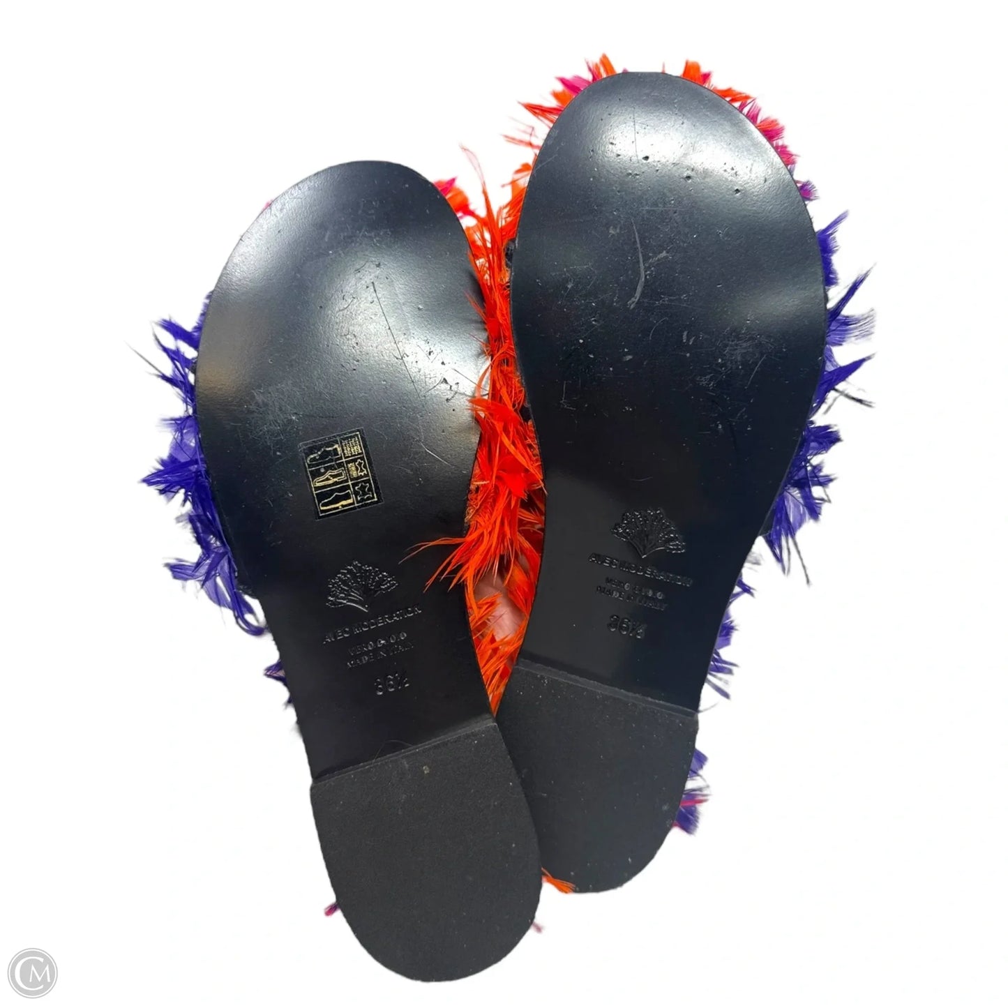 Feather Slides Sandals Flats By Avec Modération In Multi-colored, Size: 6.5 (36.5 IT)