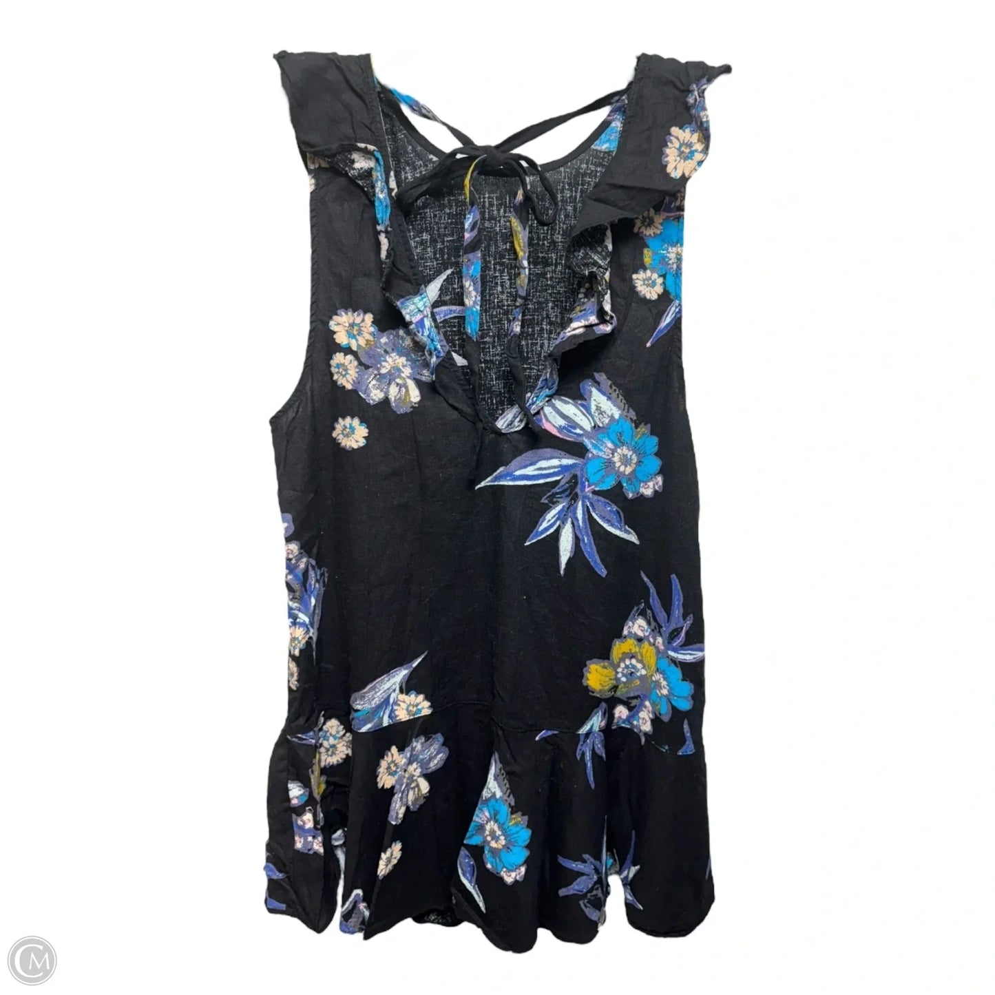 Linen Blend Tie Back Tunic Sleeveless By Free People In Floral Print, Size: S