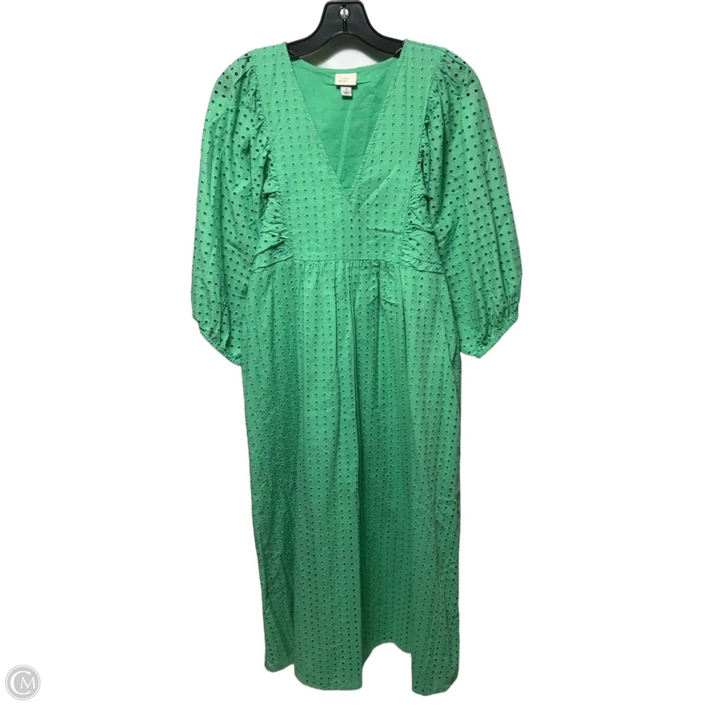 Eyelet Dress Casual Maxi By A New Day In Green, Size: S