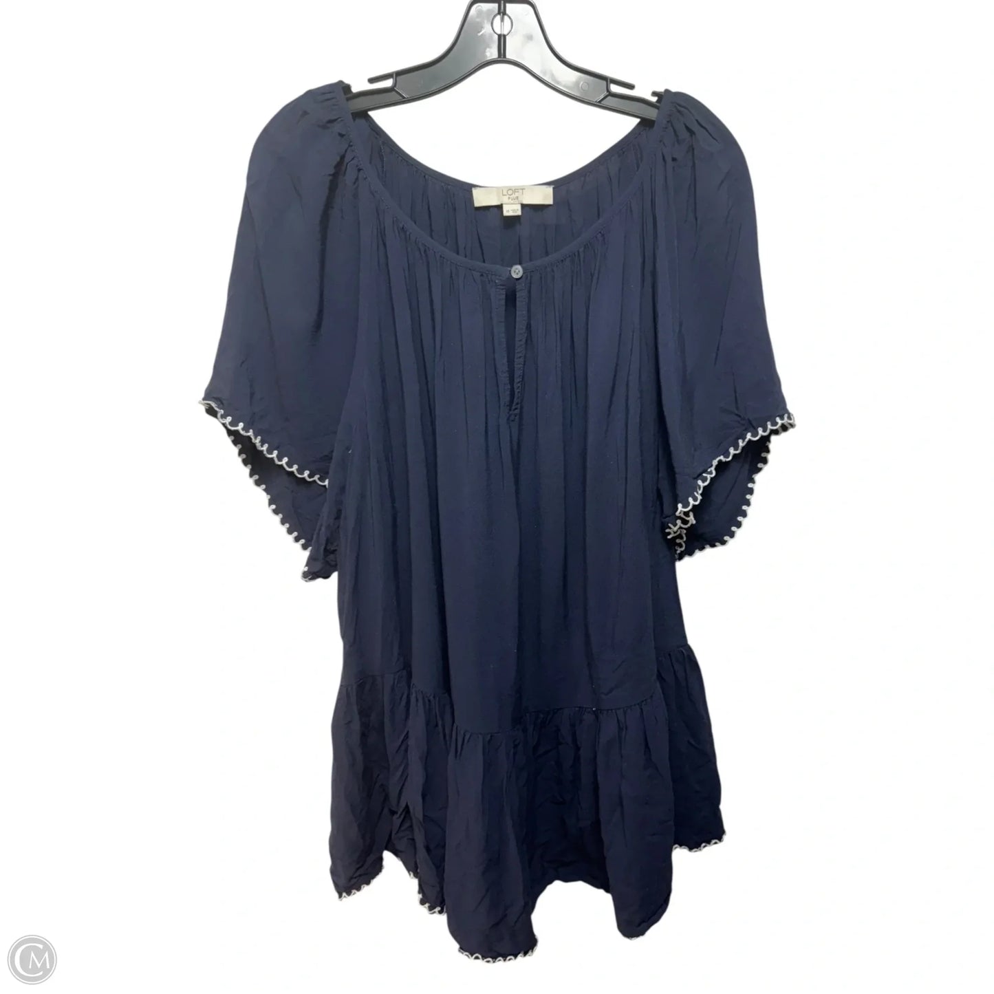 Top Short Sleeve By Loft In Navy, Size: 18