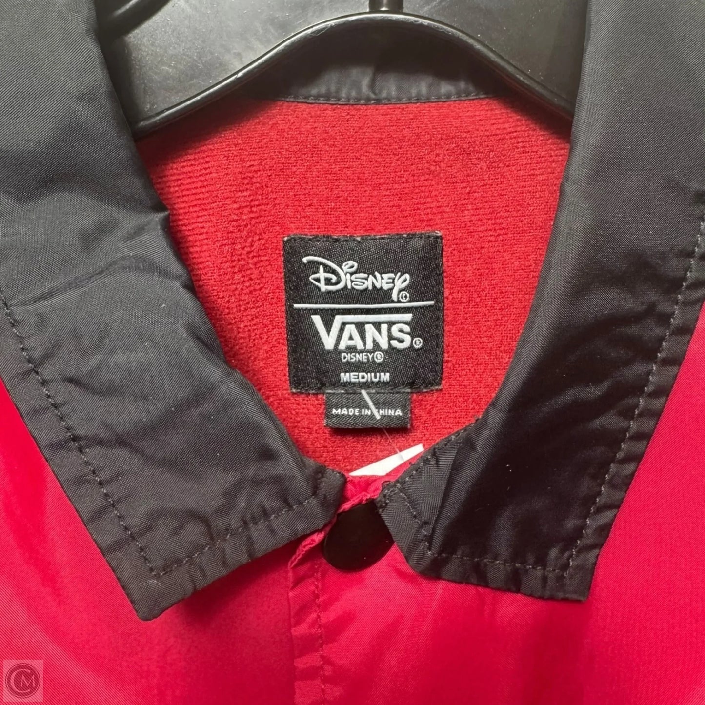 Jacket Windbreaker By Vans X Disney In Black & Red, Size: M