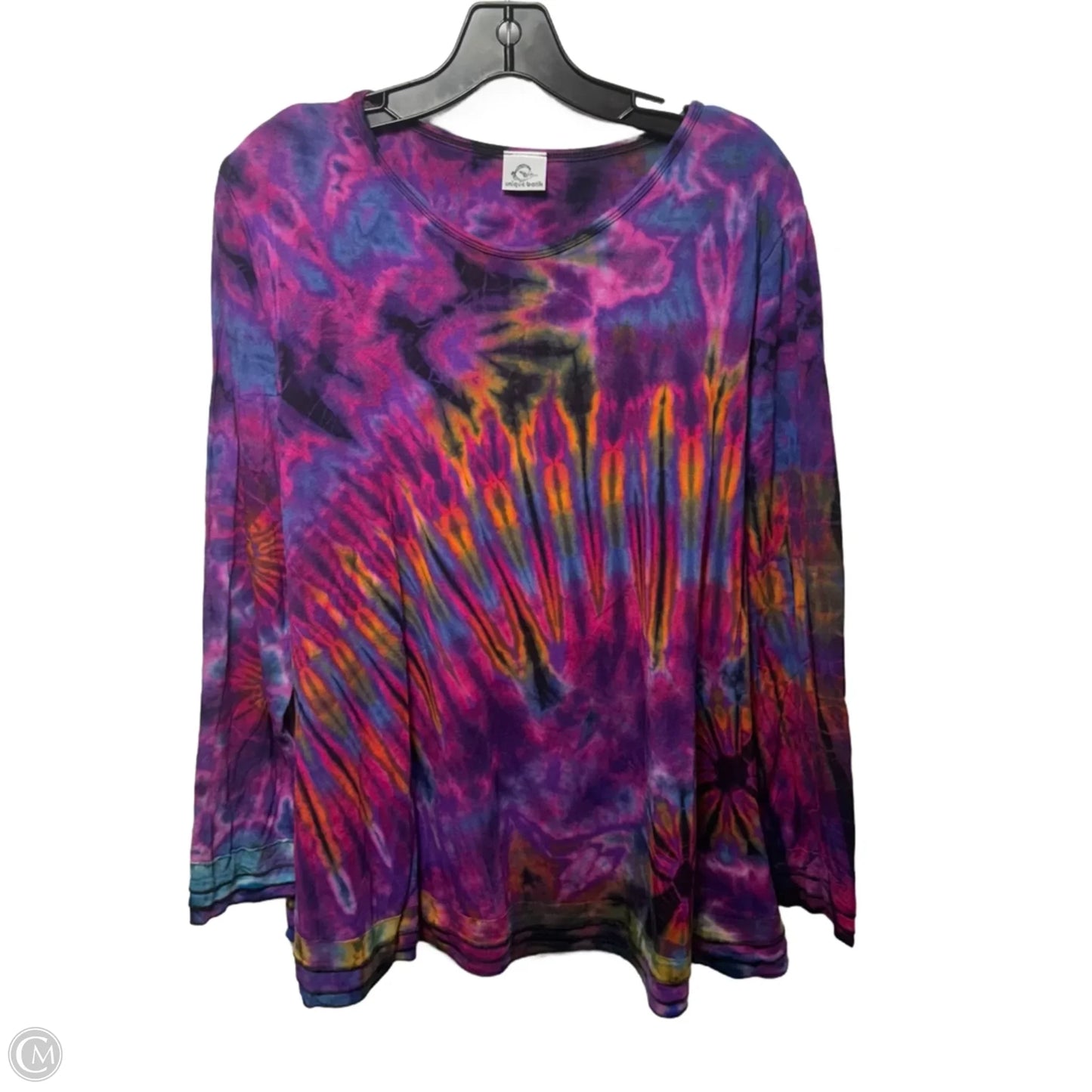 Top Long Sleeve By Unique Batik In Tie Dye Print, Size: M