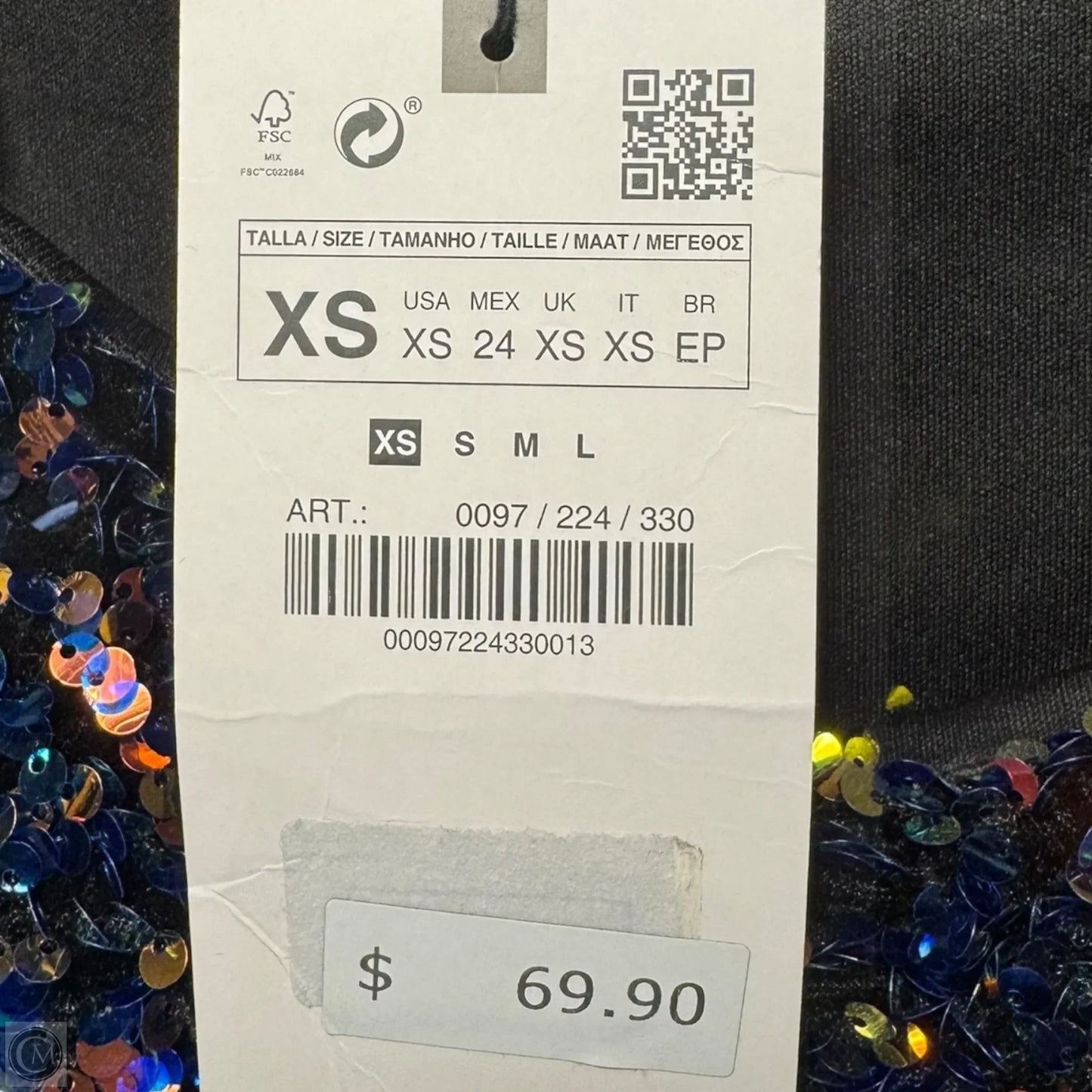 Puff Sleeve Sequin Mini Dress By Zara In Multi-colored, Size: XS