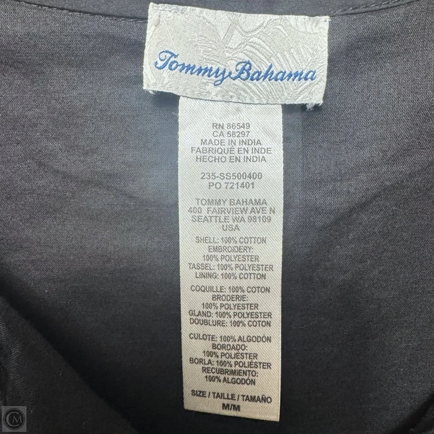 Salina Key Organic Cotton Poplin Split Neck Dress By Tommy Bahama In Black, Size: M