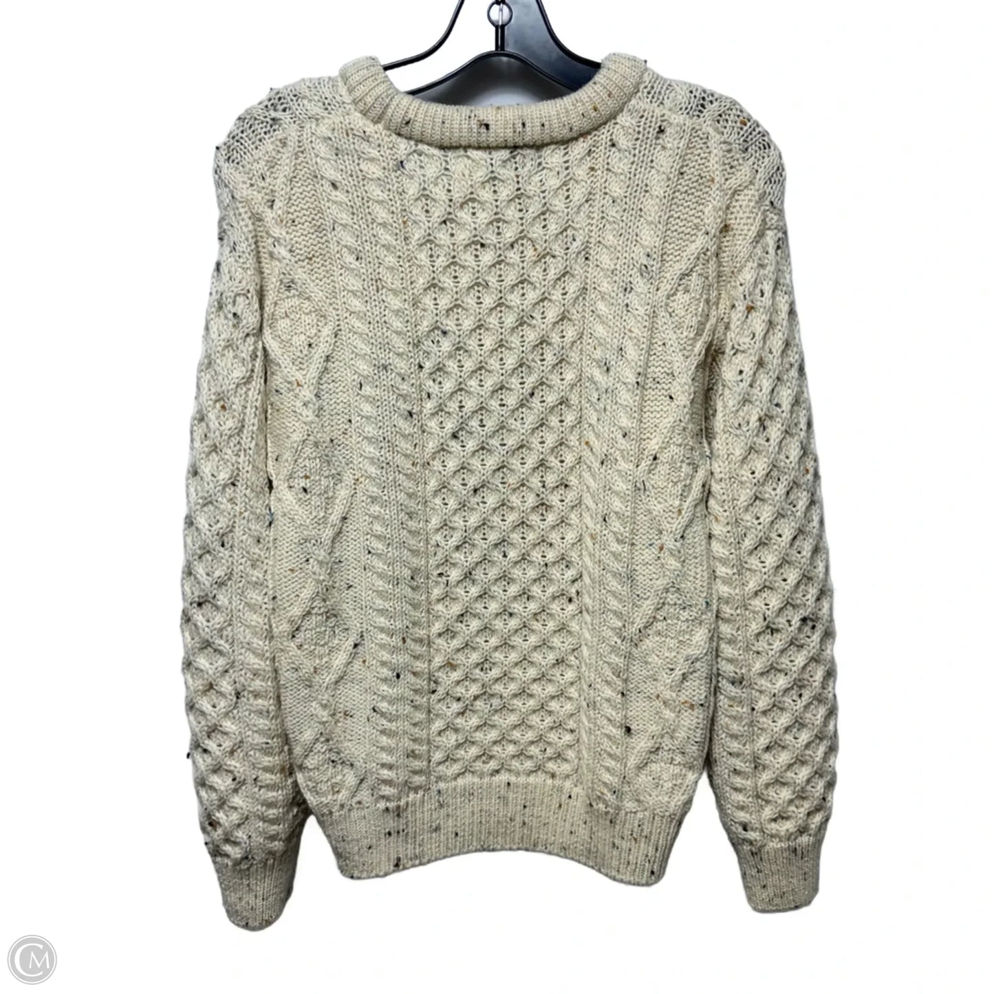 Super Soft Wool Crew Neck Sweater By Arancrafts In Cream, Size: XS