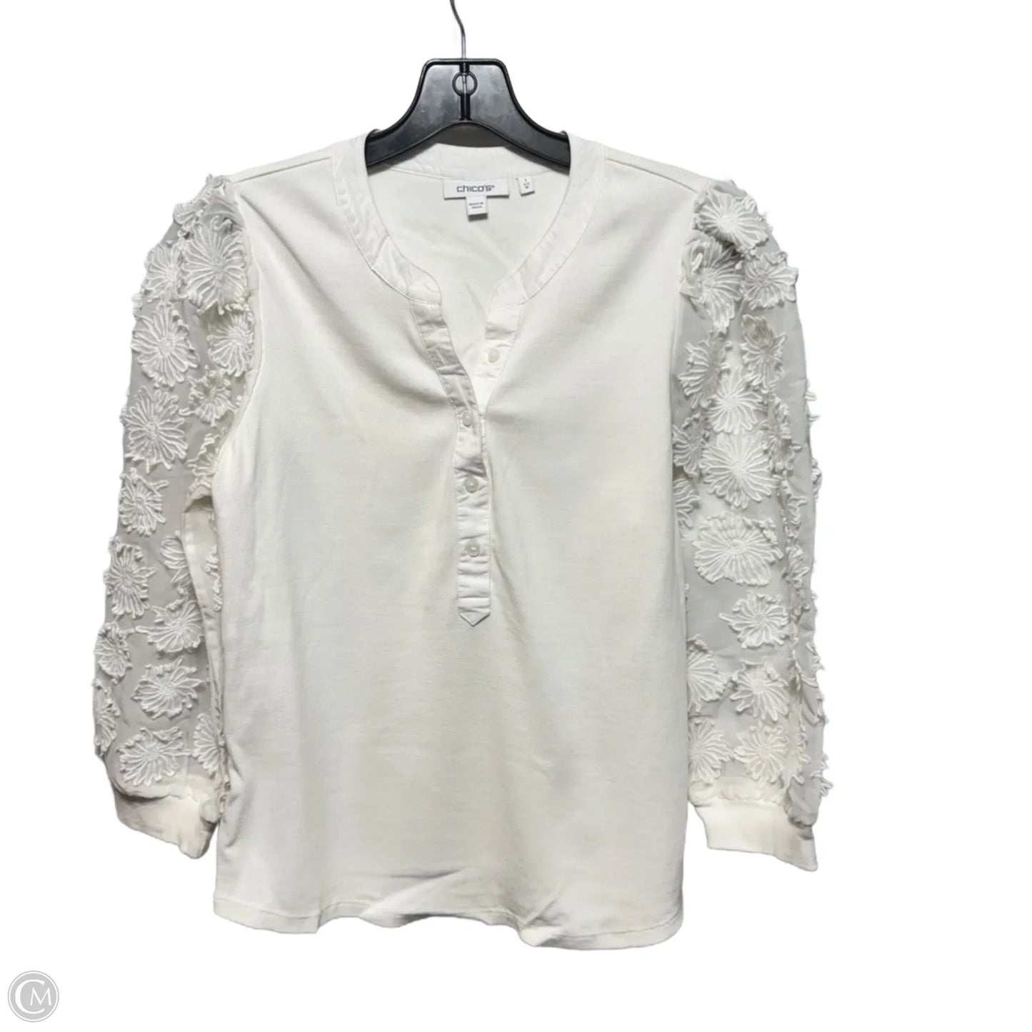 Top Long Sleeve By Chicos In White, Size: M
