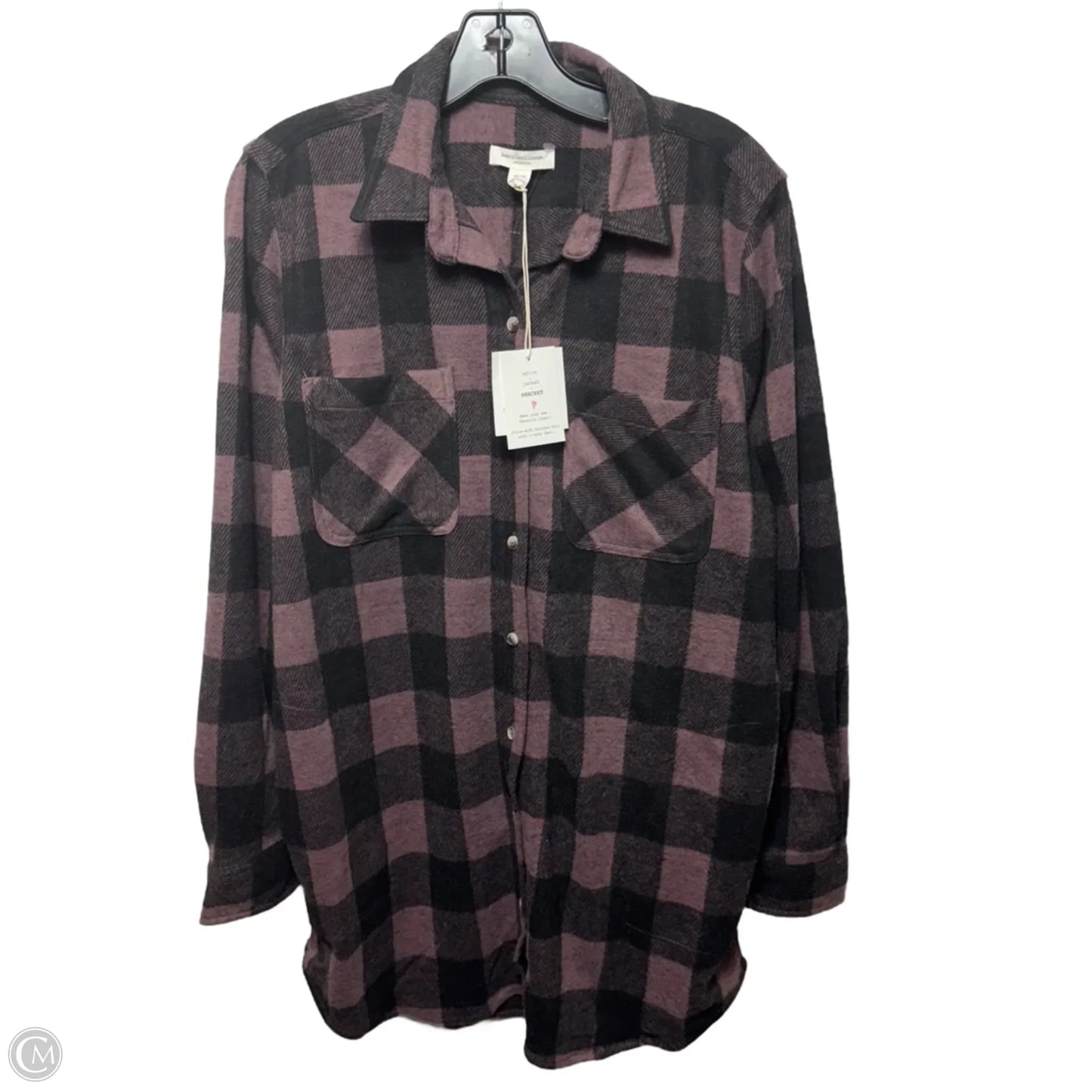 Jacket Shirt By Beachlunchlounge In Plaid Pattern, Size: M