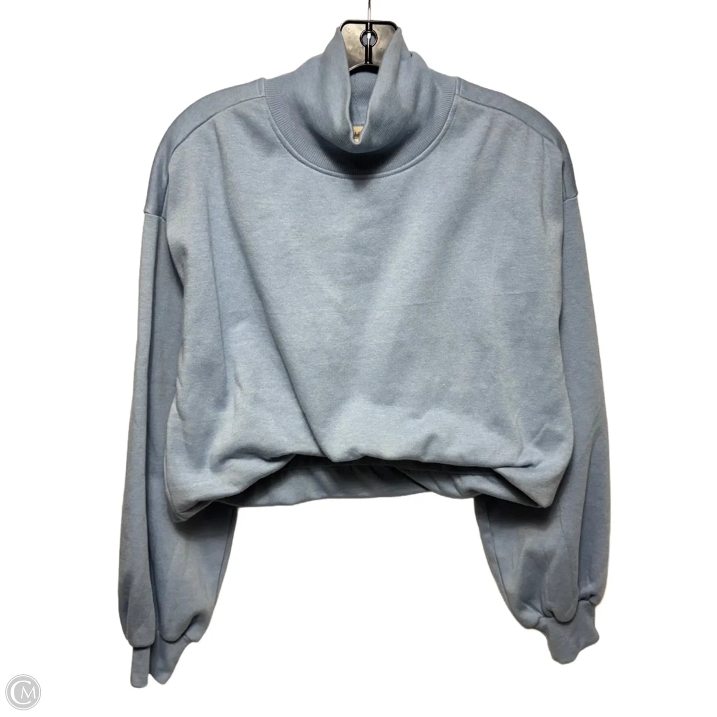 Funnel-Neck Bubble-Hem Pullover Sweatshirt By Pilcro In Blue, Size: XS