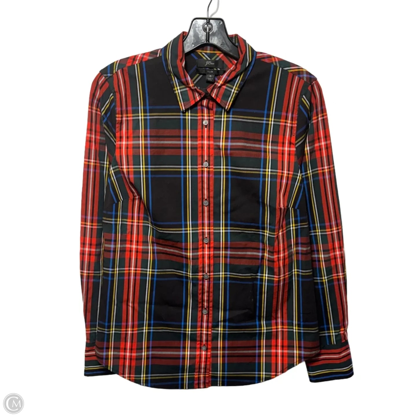 Slim Top Long Sleeve By J. Crew In Plaid Pattern, Size: 6