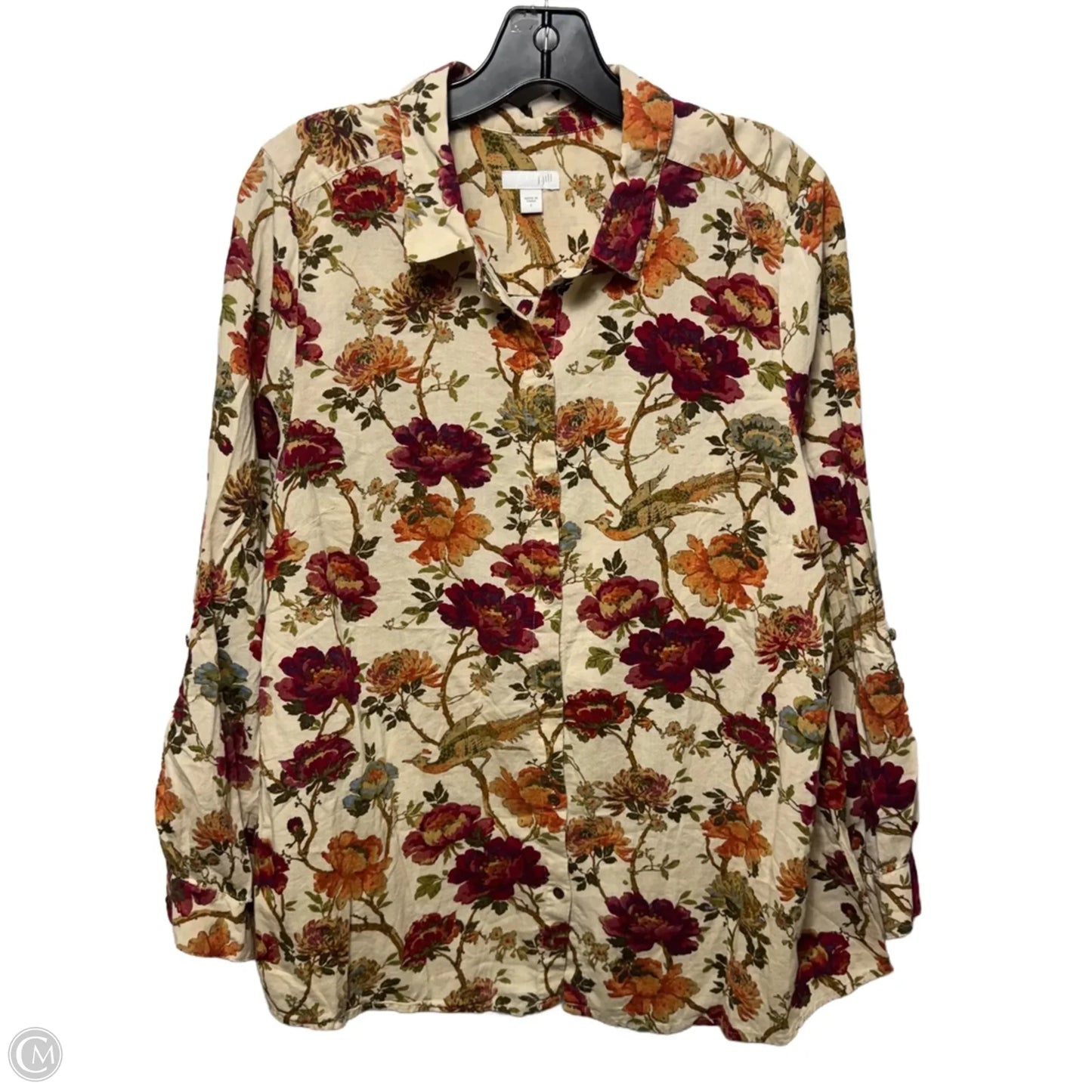 Top Long Sleeve By J. Jill In Floral Print, Size: L
