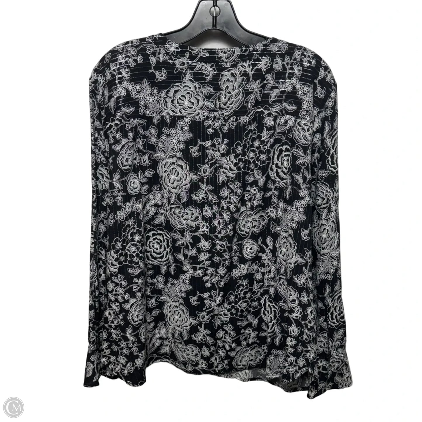 Top Long Sleeve By Loft In Black & White, Size: Xl