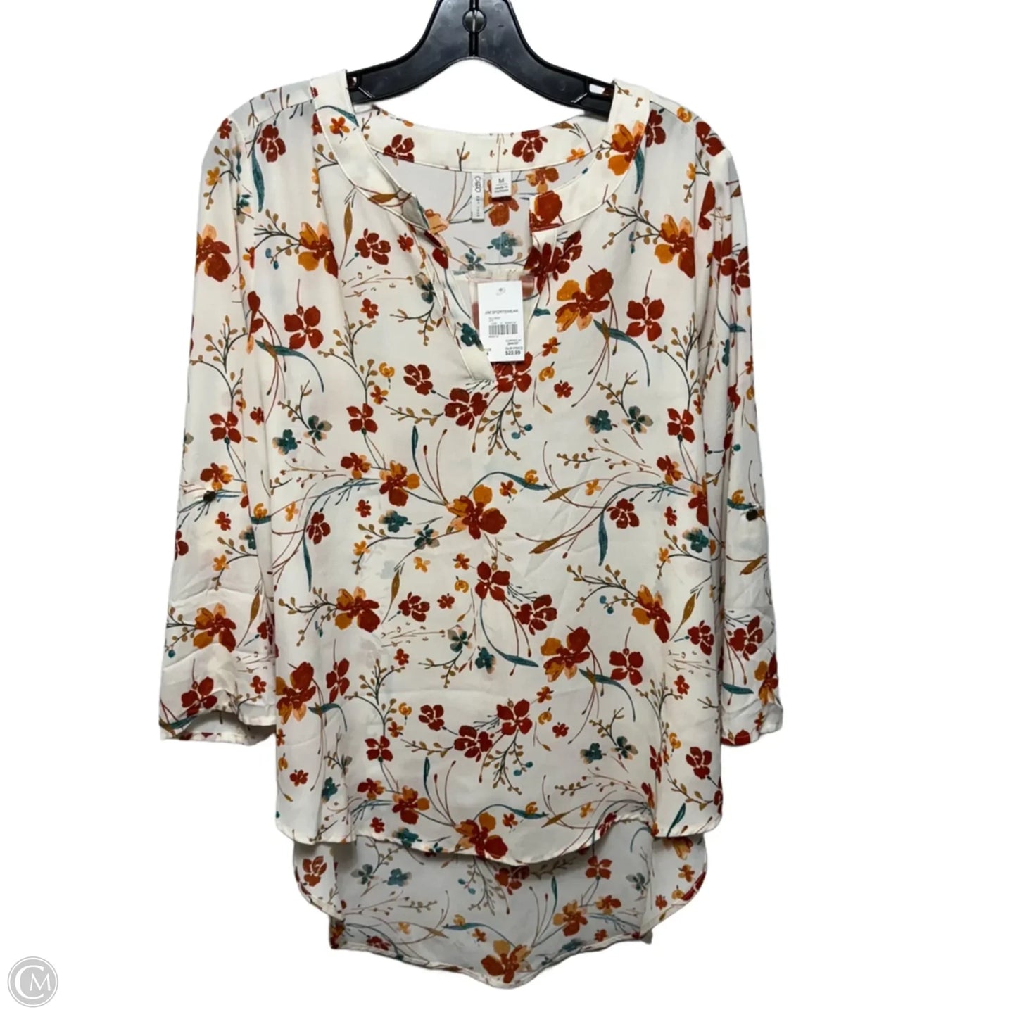 Blouse Long Sleeve By Cato In Floral Print, Size: M