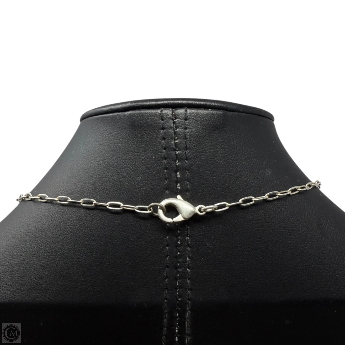 Silver Tone Lariat Necklace With Faux Crystal & Pearls