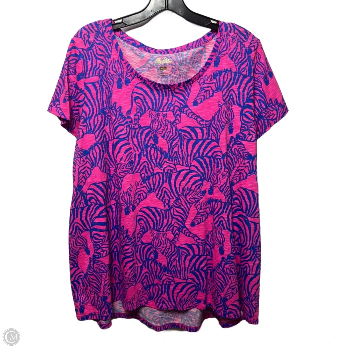 Top Short Sleeve Designer By Lilly Pulitzer In Animal Print, Size: Xxl