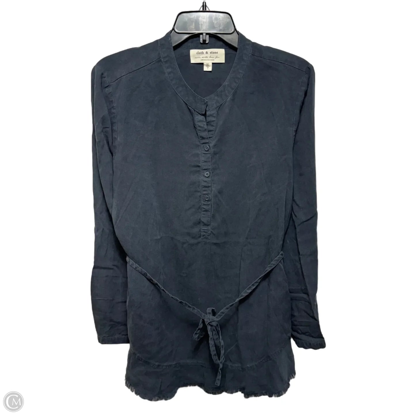 Belted Top Long Sleeve By Cloth & Stone In Blue, Size: M