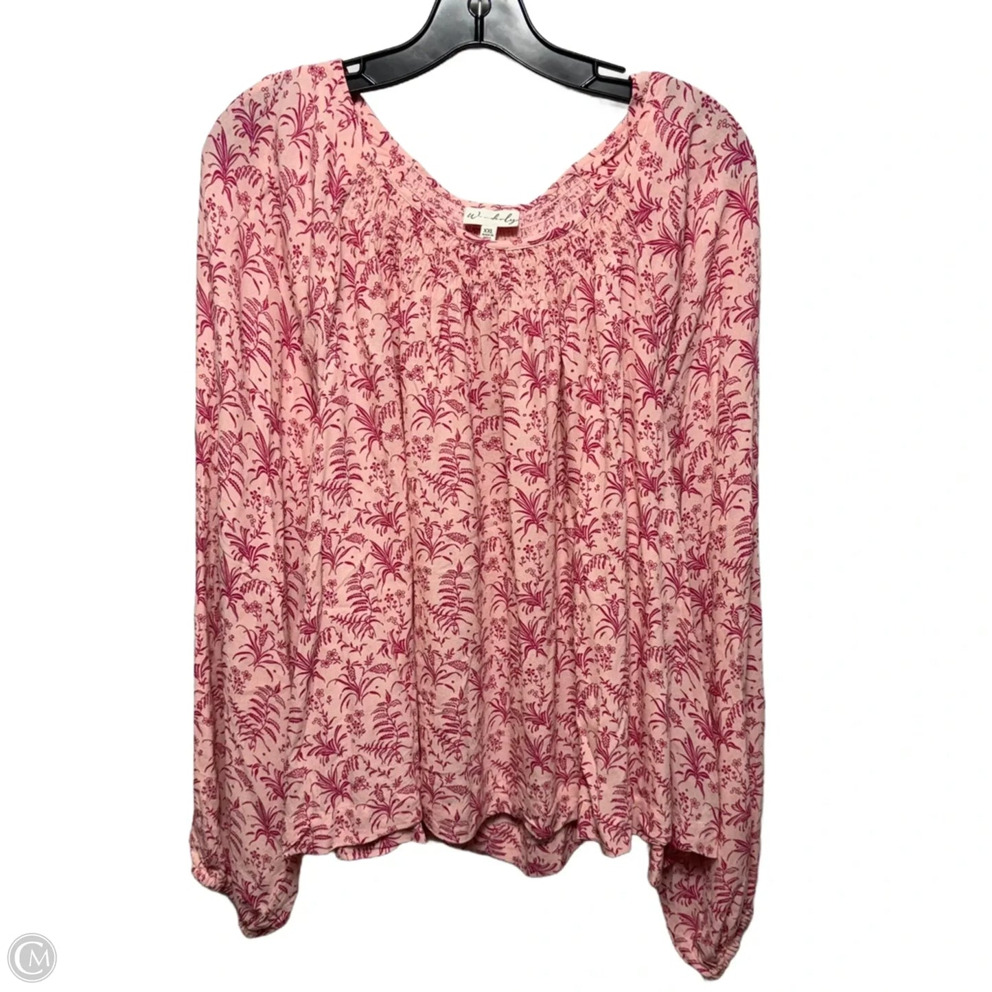 Top Long Sleeve By Wonderly In Pink, Size: Xxl